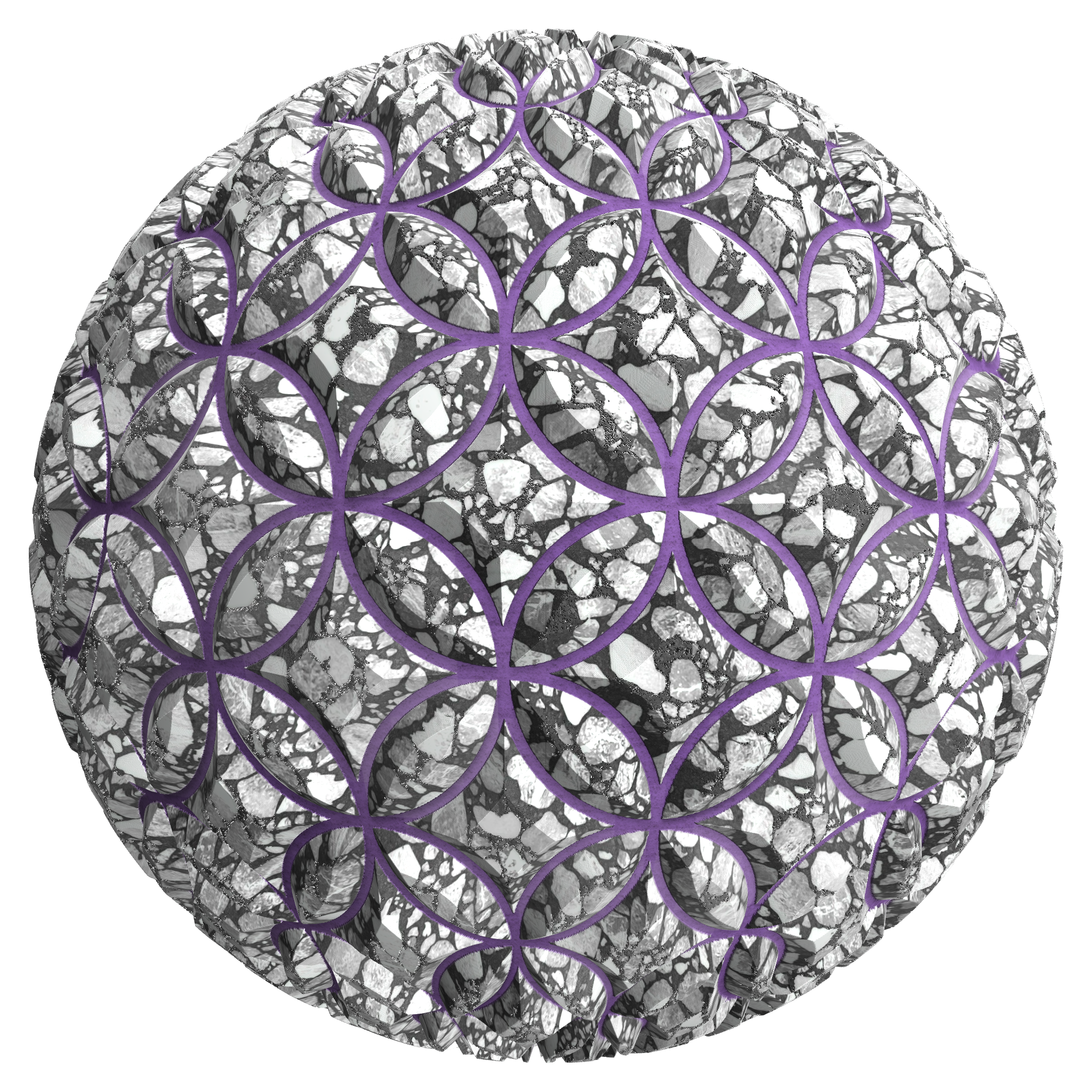 3D sphere preview of Nolli Terrazzo, Intersecting Circle seamless texture