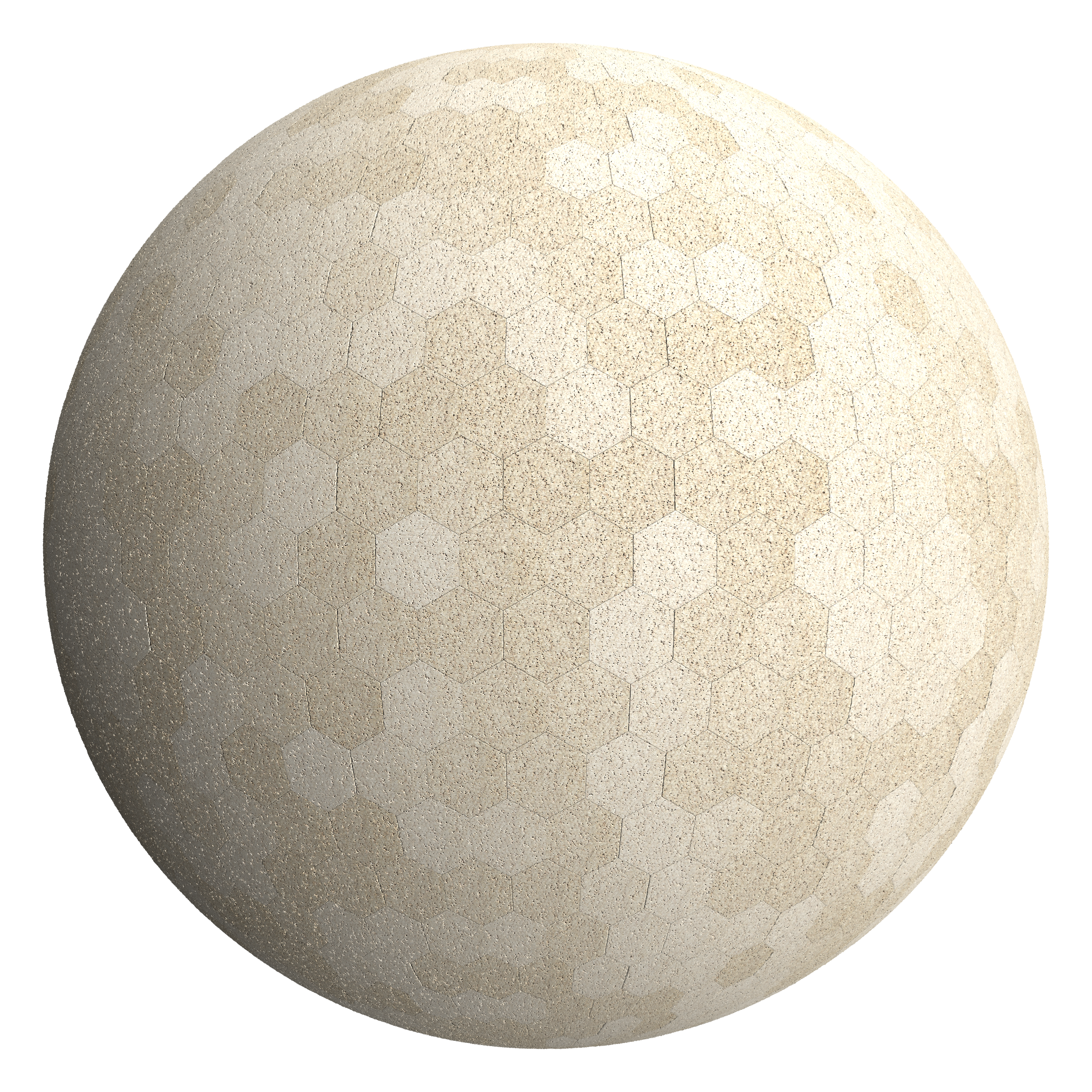 3D sphere preview of Oatmeal Loop Pile Carpet, Hexagonal seamless texture