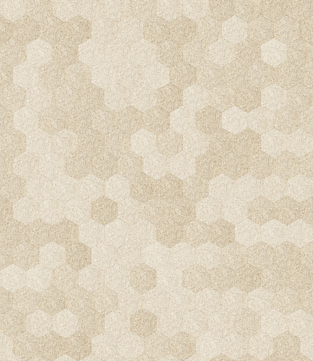 A seamless carpet texture with oatmeal loop pile carpet units arranged in a Hexagonal pattern