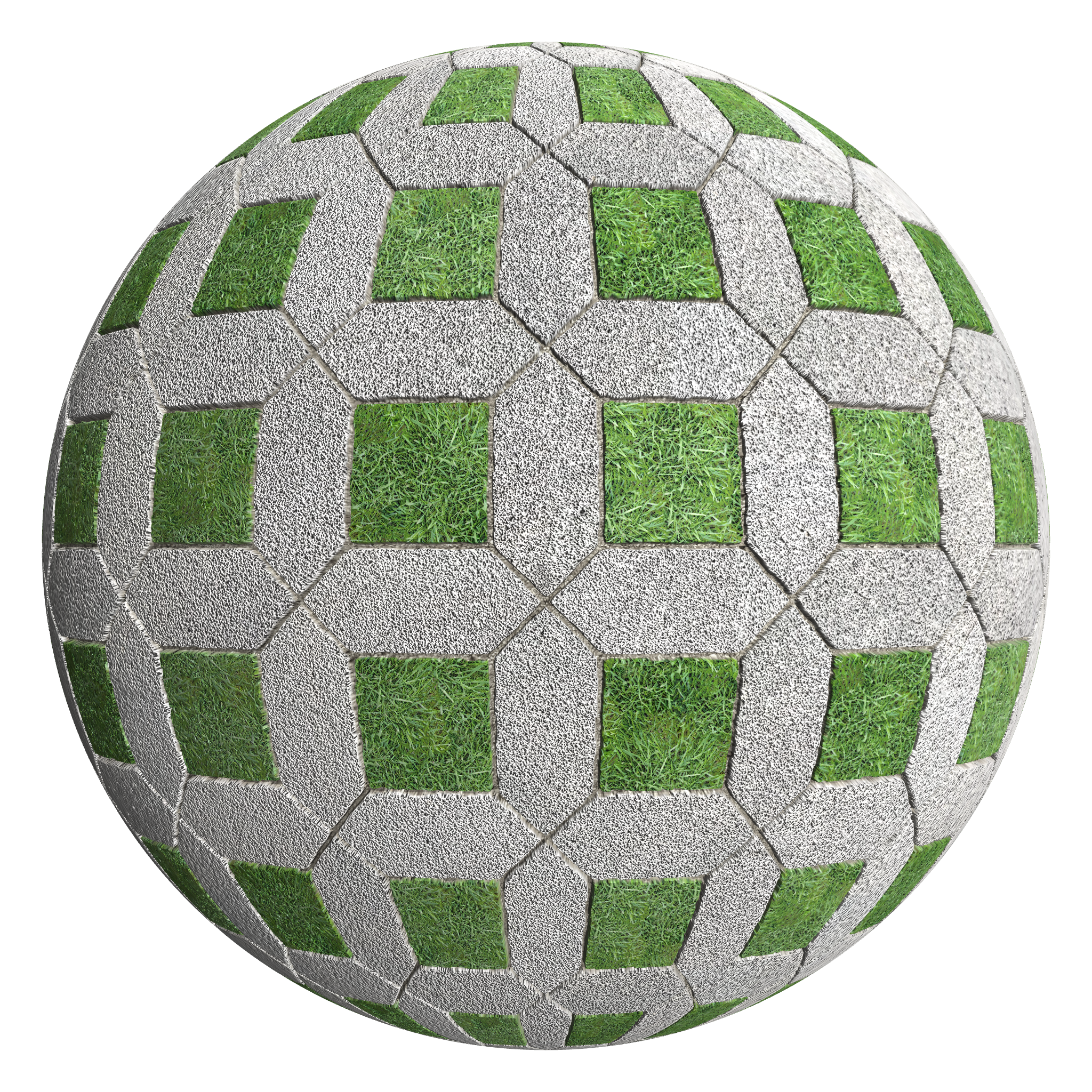 3D sphere preview of Perennial Ryegrass, Picket and Square seamless texture