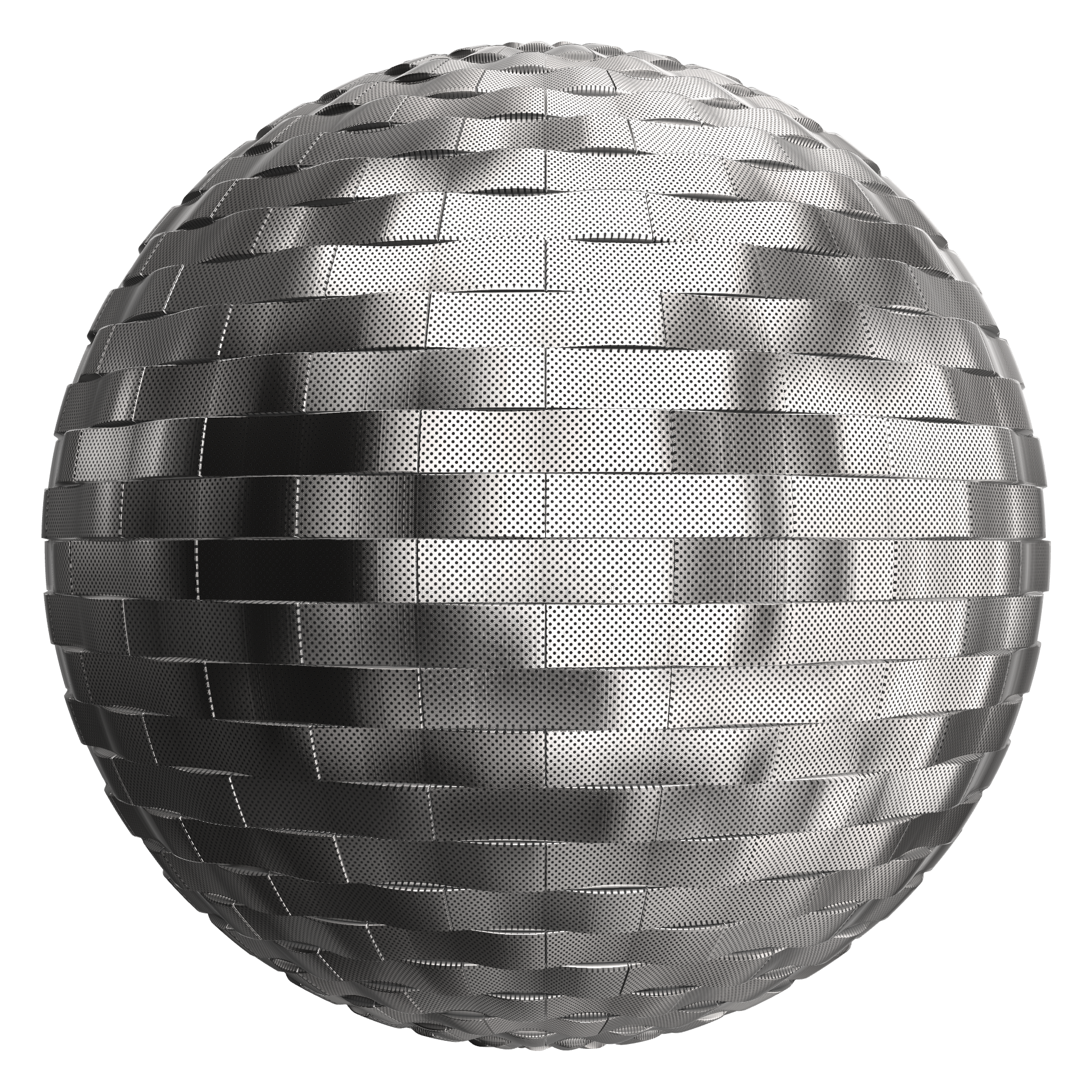 3D sphere preview of Undulating Perforated Metal, Stretcher seamless texture