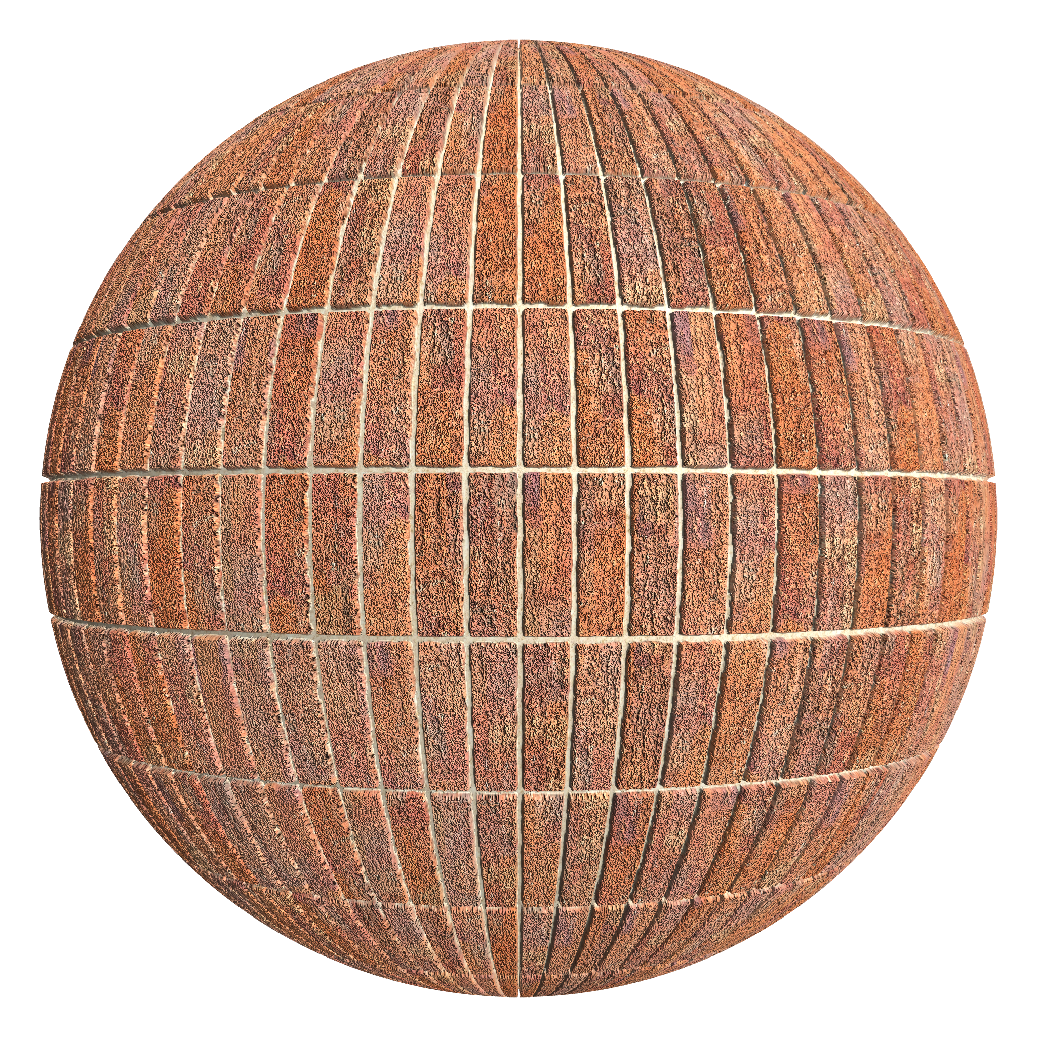 3D sphere preview of Rusticated Red Brick, Stack seamless texture