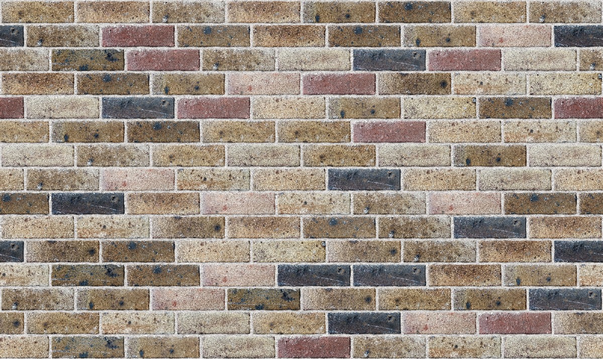 A seamless brick texture with scherzer brick units arranged in a 1/3 Running Bond pattern