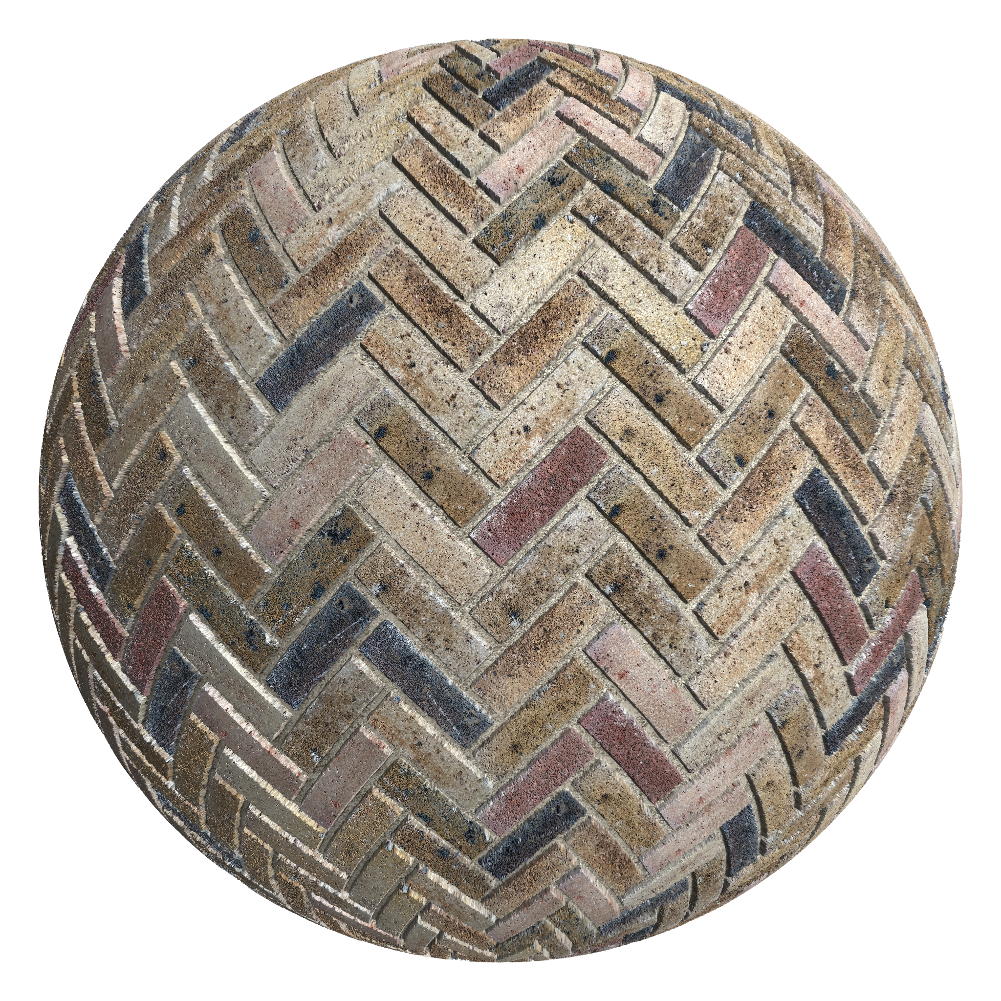 3D sphere preview of Scherzer Brick, Herringbone seamless texture
