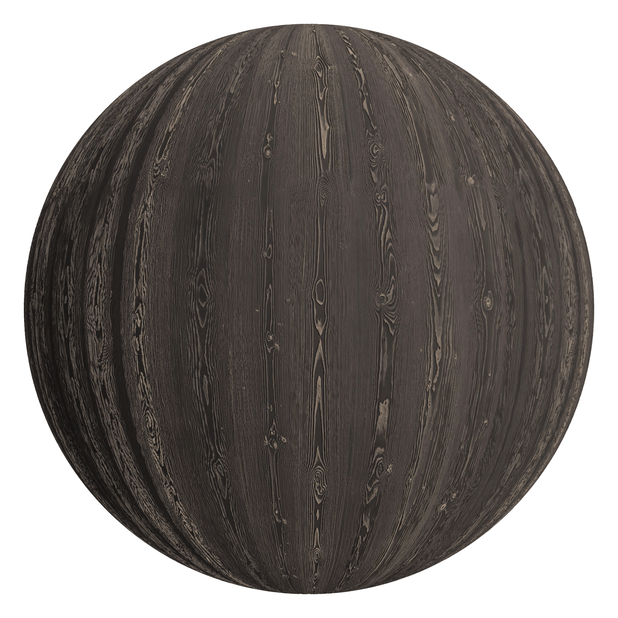 3D sphere preview of Shou Sugi Ban (Yakisugi) seamless texture