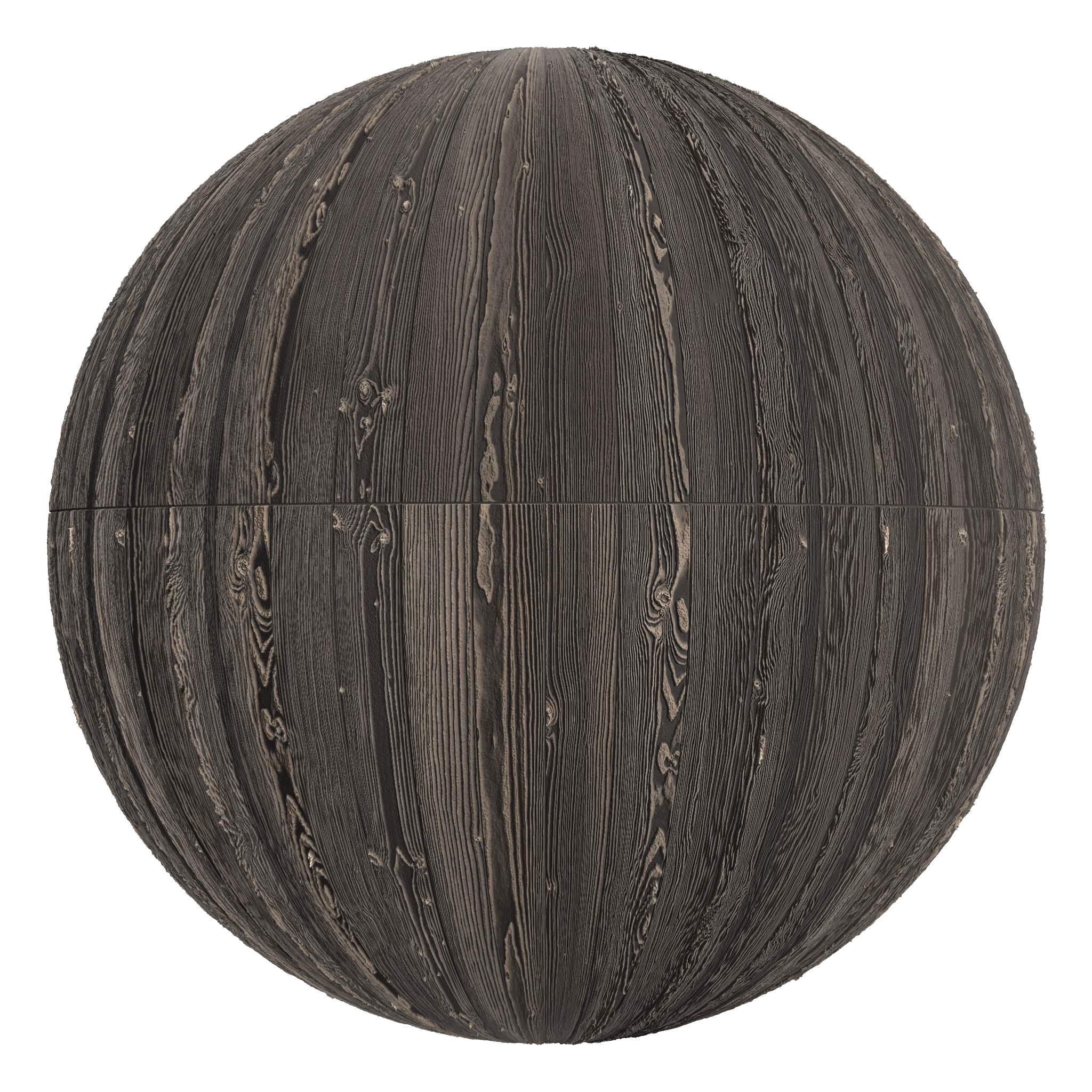 3D sphere preview of Shou Sugi Ban (Yakisugi), Stack seamless texture