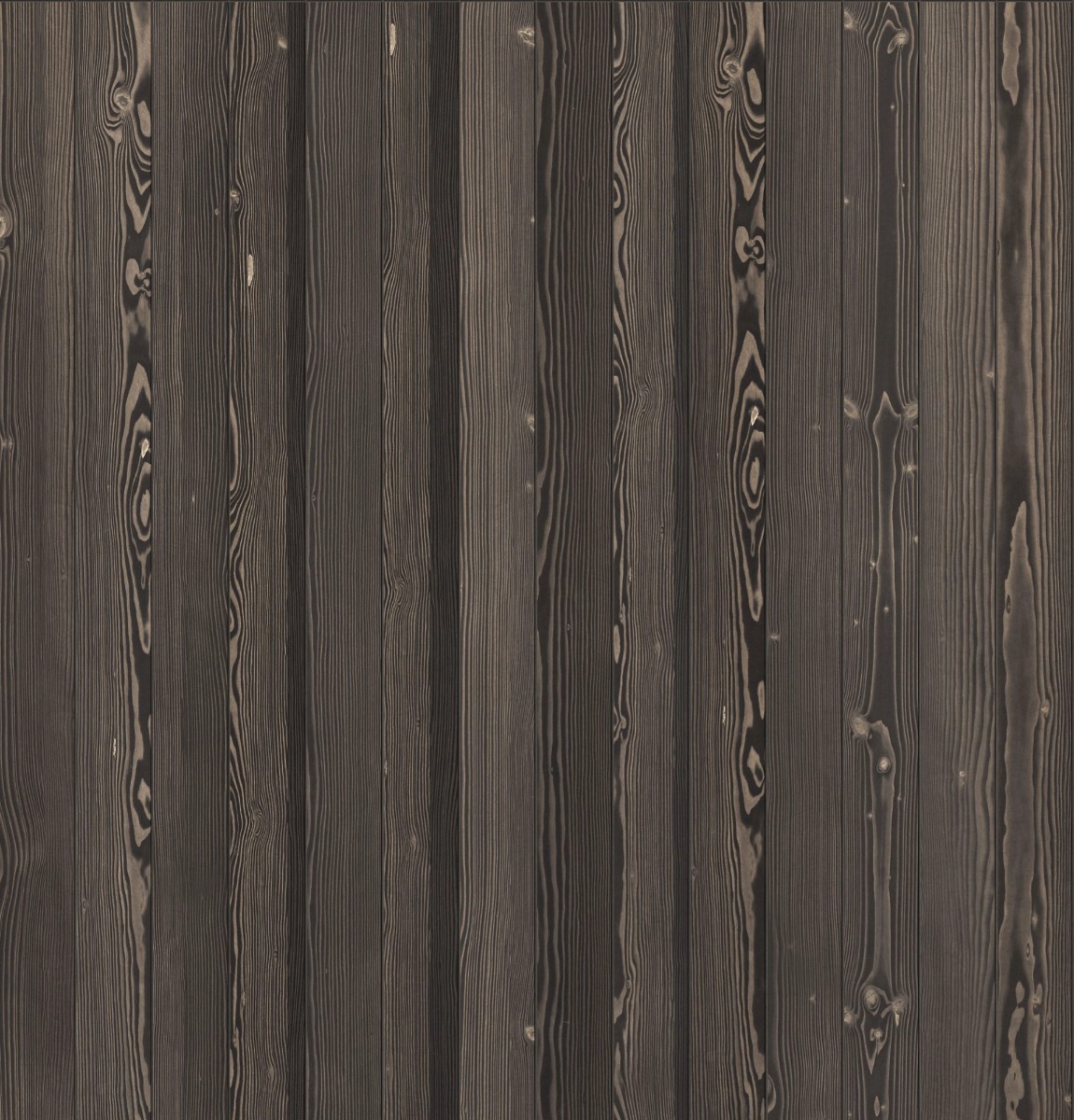 A seamless wood texture with shou sugi ban (yakisugi) boards arranged in a Stack pattern