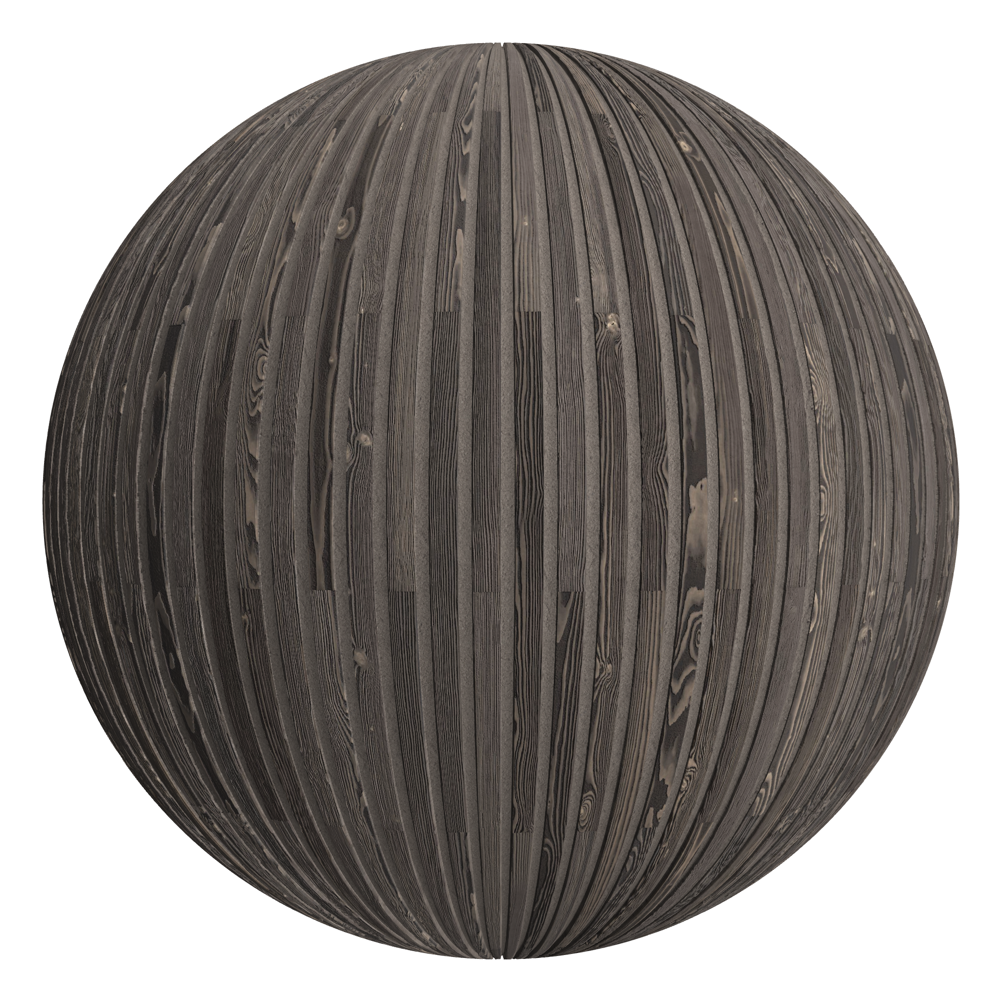 3D sphere preview of Shou Sugi Ban (Yakisugi) Cladding seamless texture
