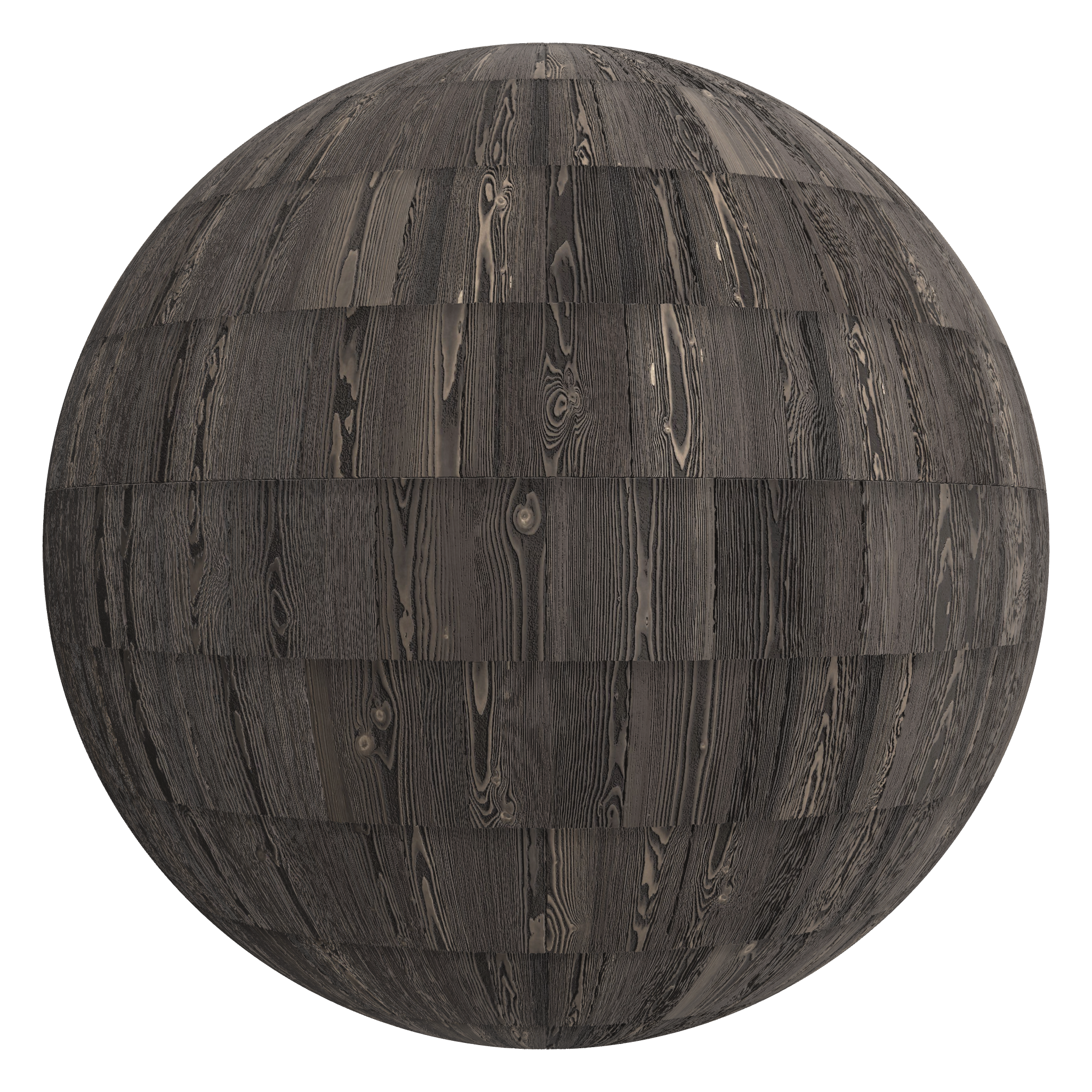 3D sphere preview of Shou Sugi Ban (Yakisugi) Shingles seamless texture