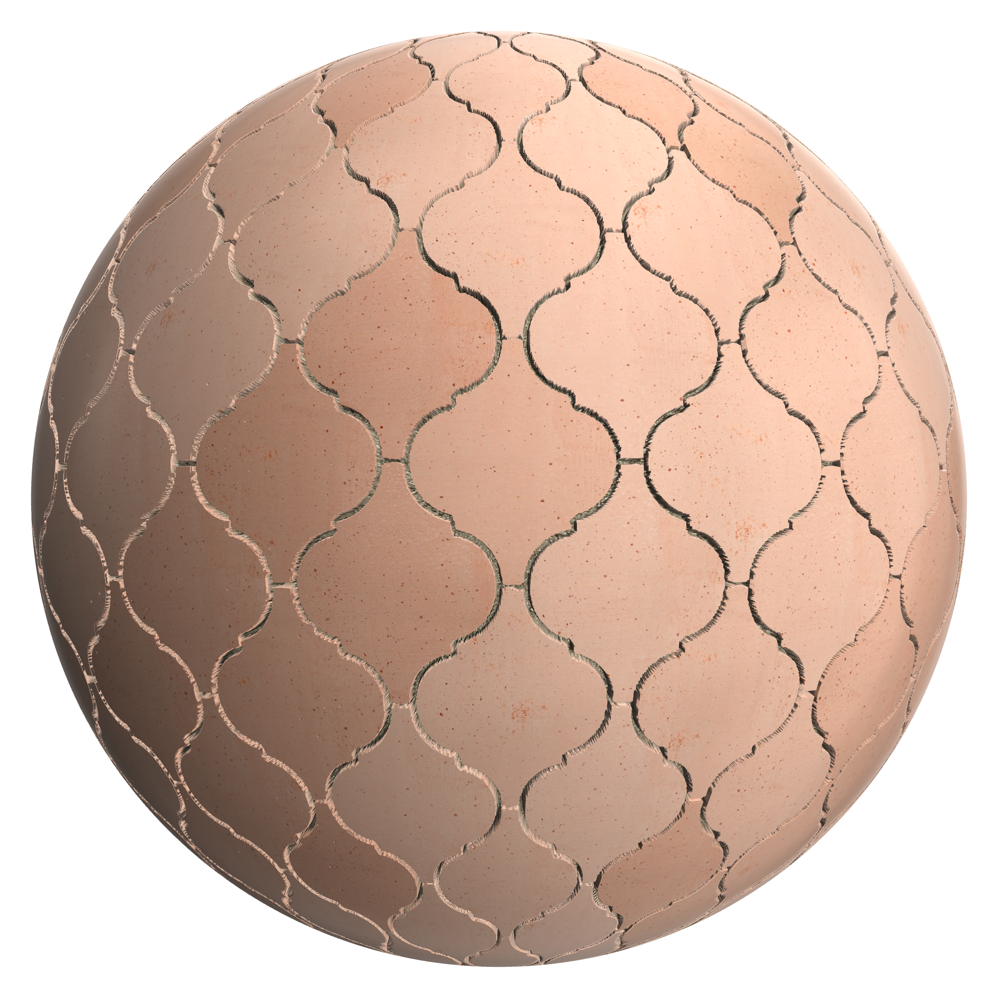 3D sphere preview of Terracotta, Arabesque Lantern seamless texture