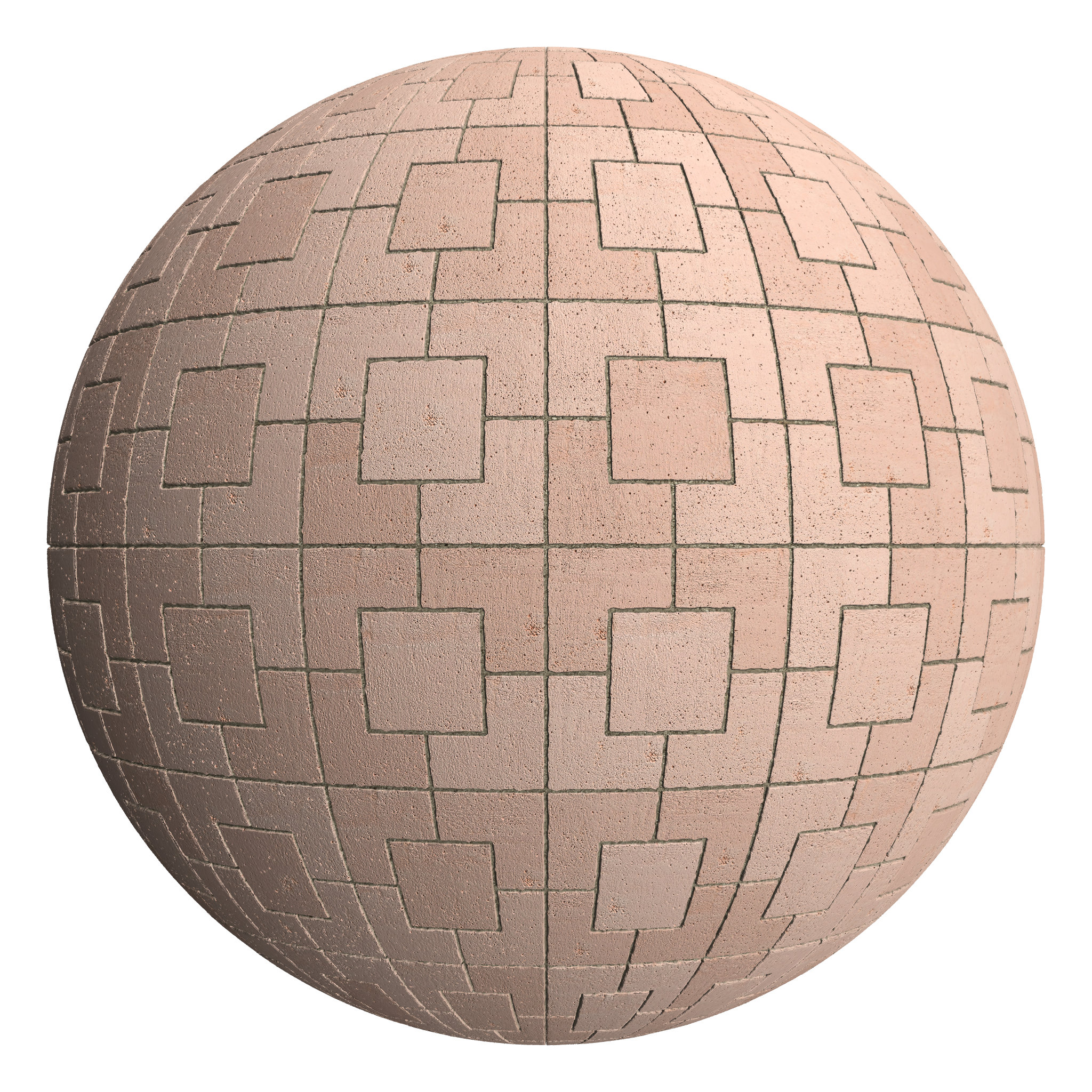 3D sphere preview of Terracotta, Interlocking Rectangle with Square seamless texture