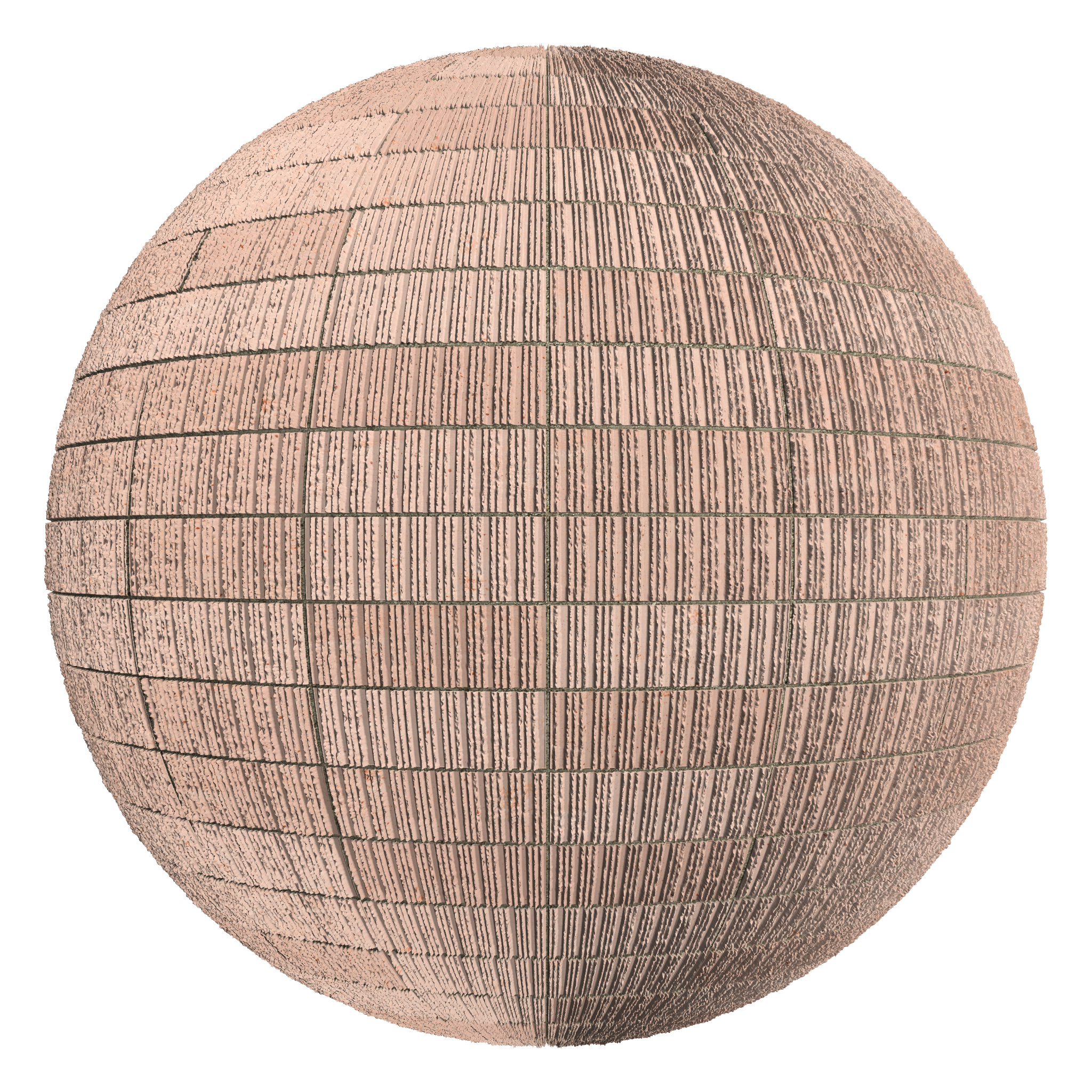 3D sphere preview of Grooved Terracotta Tile, Stack seamless texture