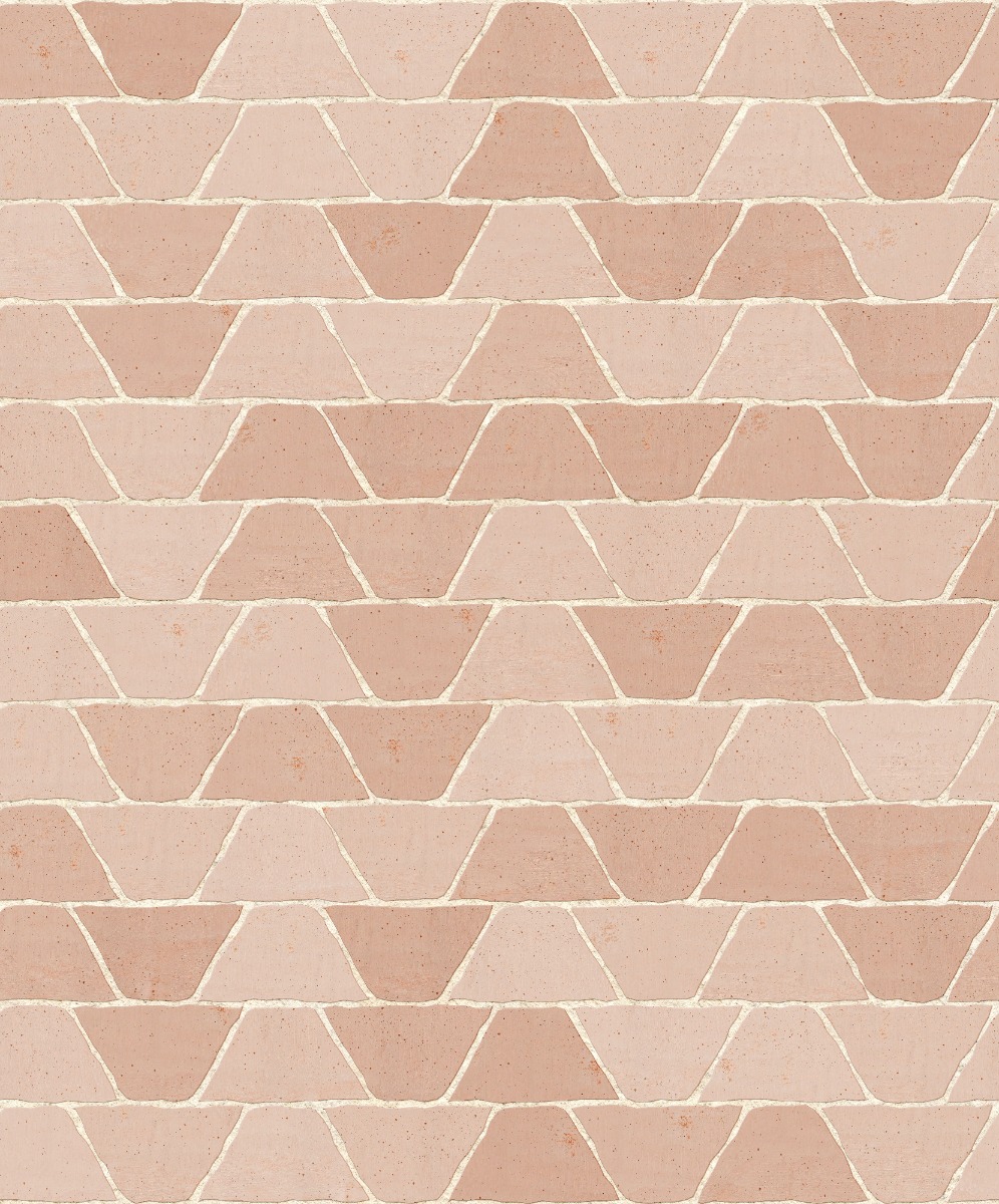 A seamless tile texture with terracotta tiles arranged in a Trapeze pattern