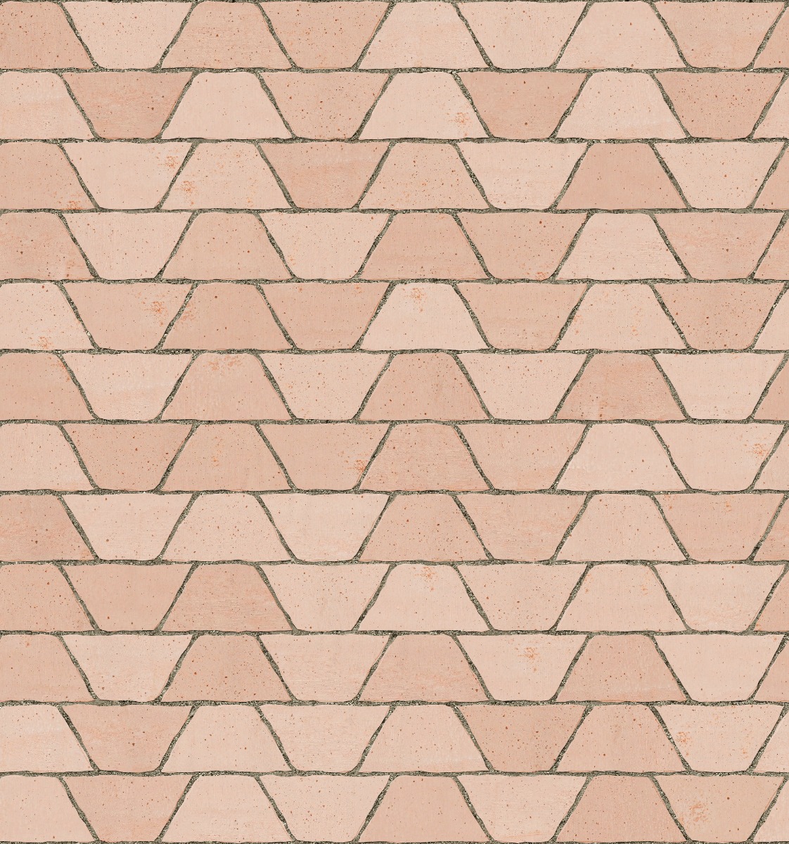 A seamless tile texture with terracotta tiles arranged in a Trapeze pattern