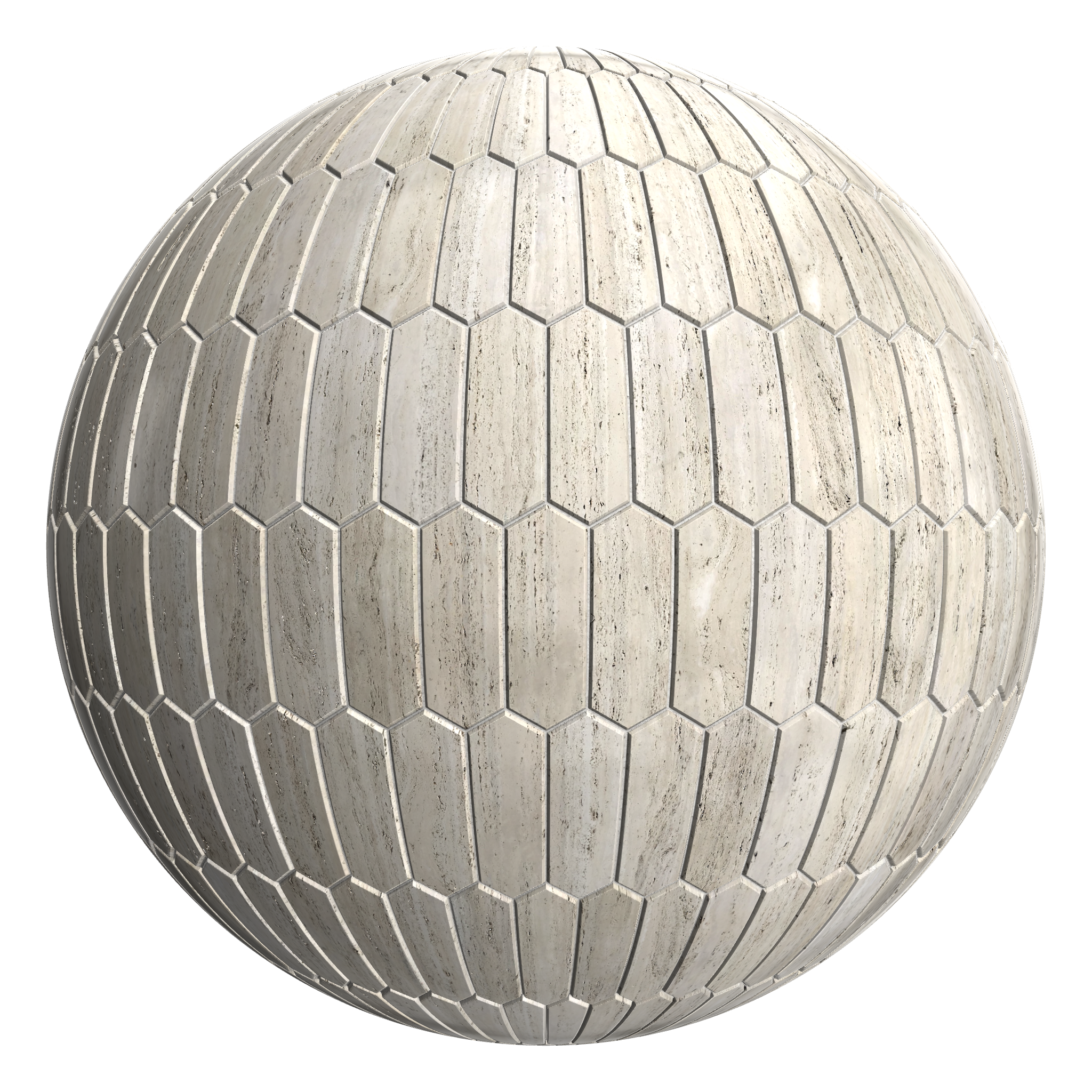 3D sphere preview of Travertine, Picket seamless texture