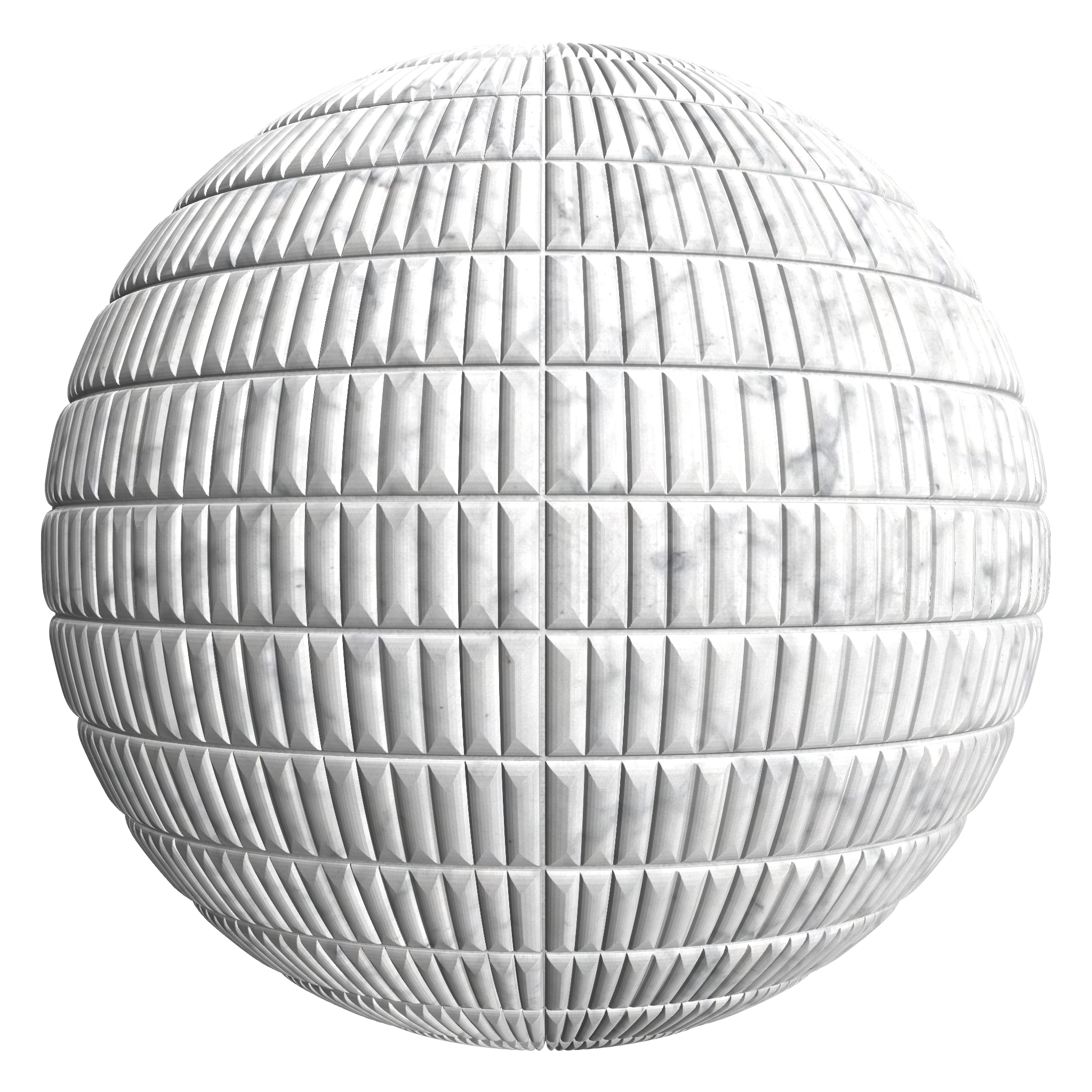 3D sphere preview of White Ribbed Marble, Stack seamless texture