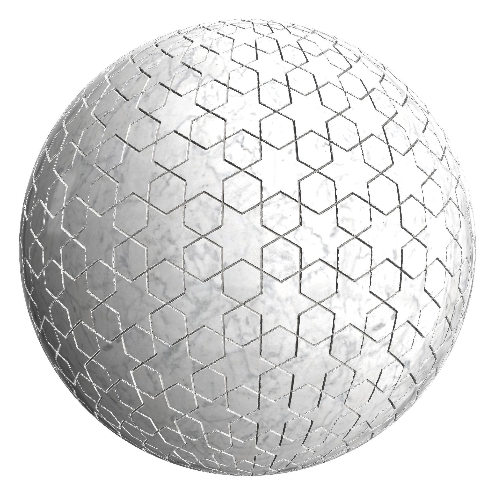 3D sphere preview of Sofia Marble, Star and Hexagon seamless texture