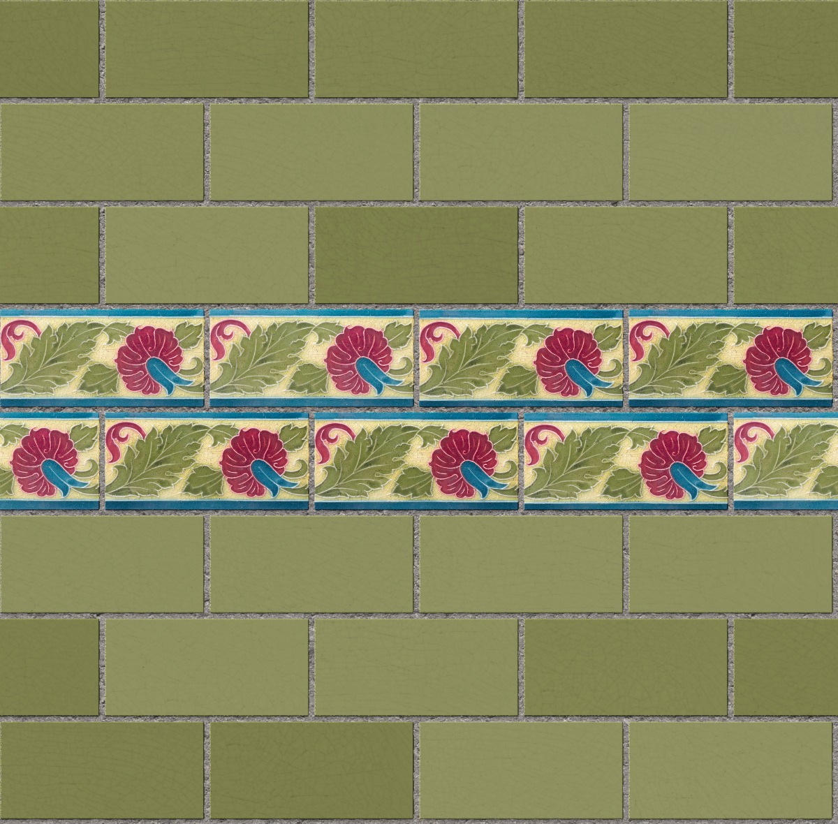 A seamless tile texture with crazing tile tiles arranged in a Stretcher pattern