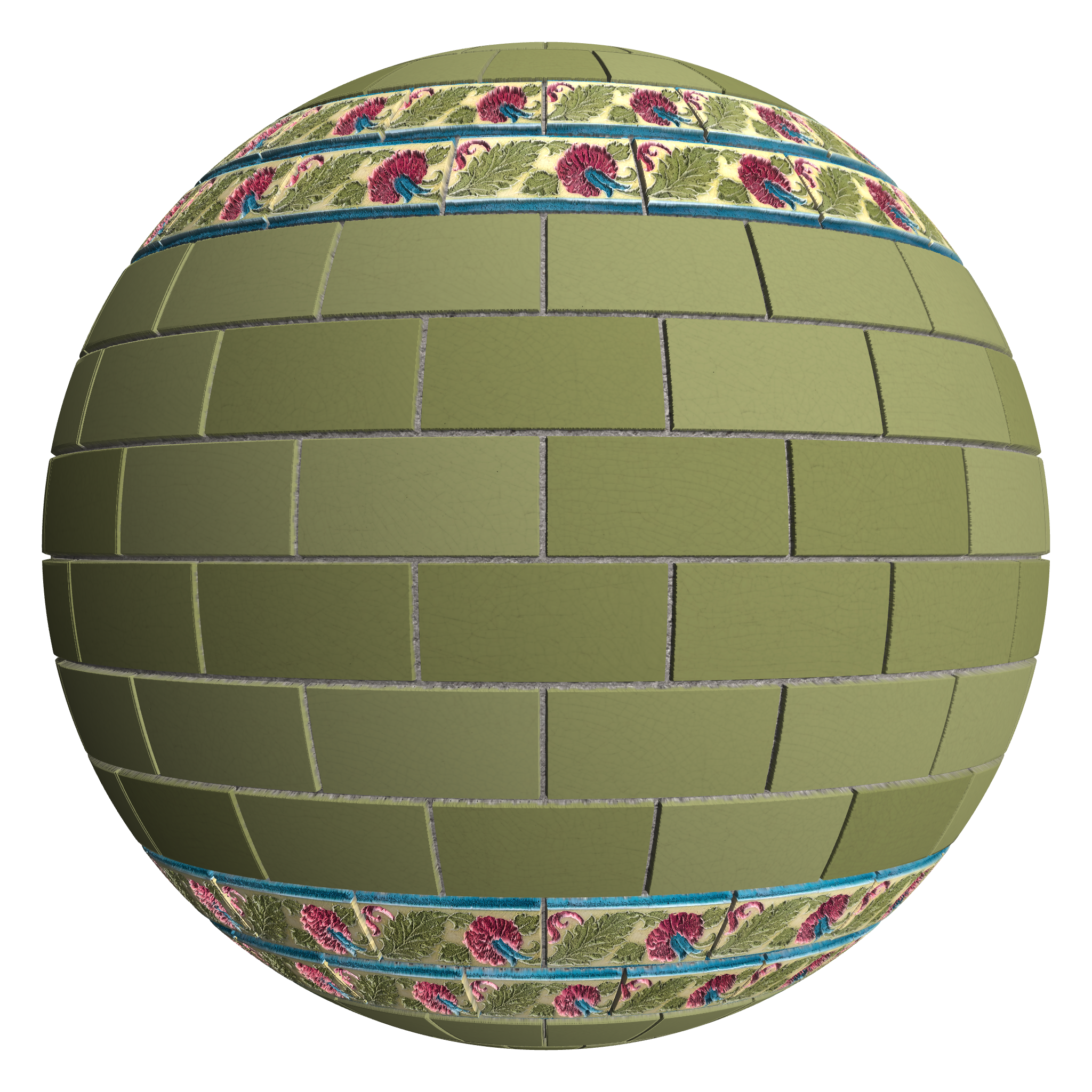 3D sphere preview of Art Nouveau Tile, Stretcher seamless texture