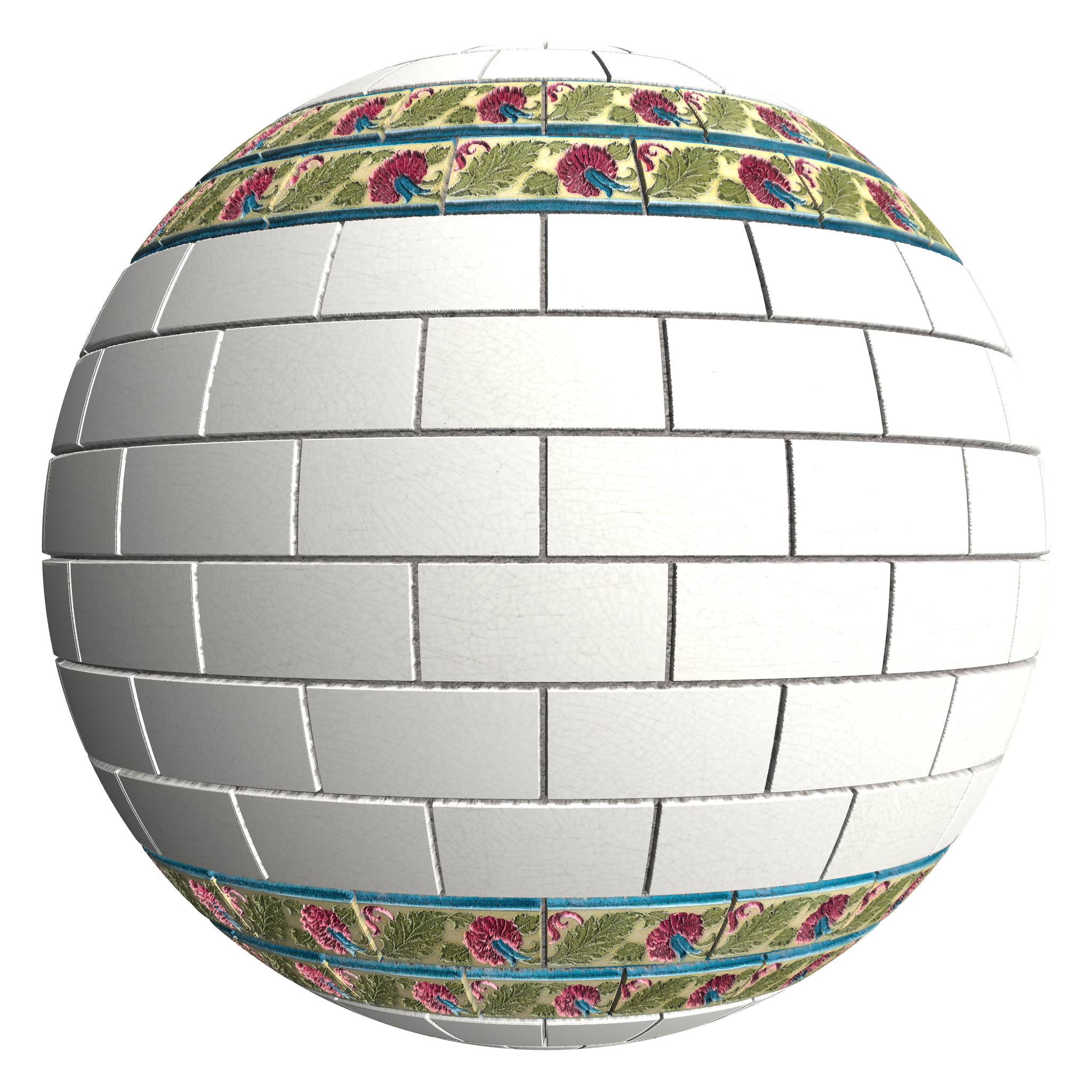 3D sphere preview of Art Nouveau Tile, Stretcher seamless texture
