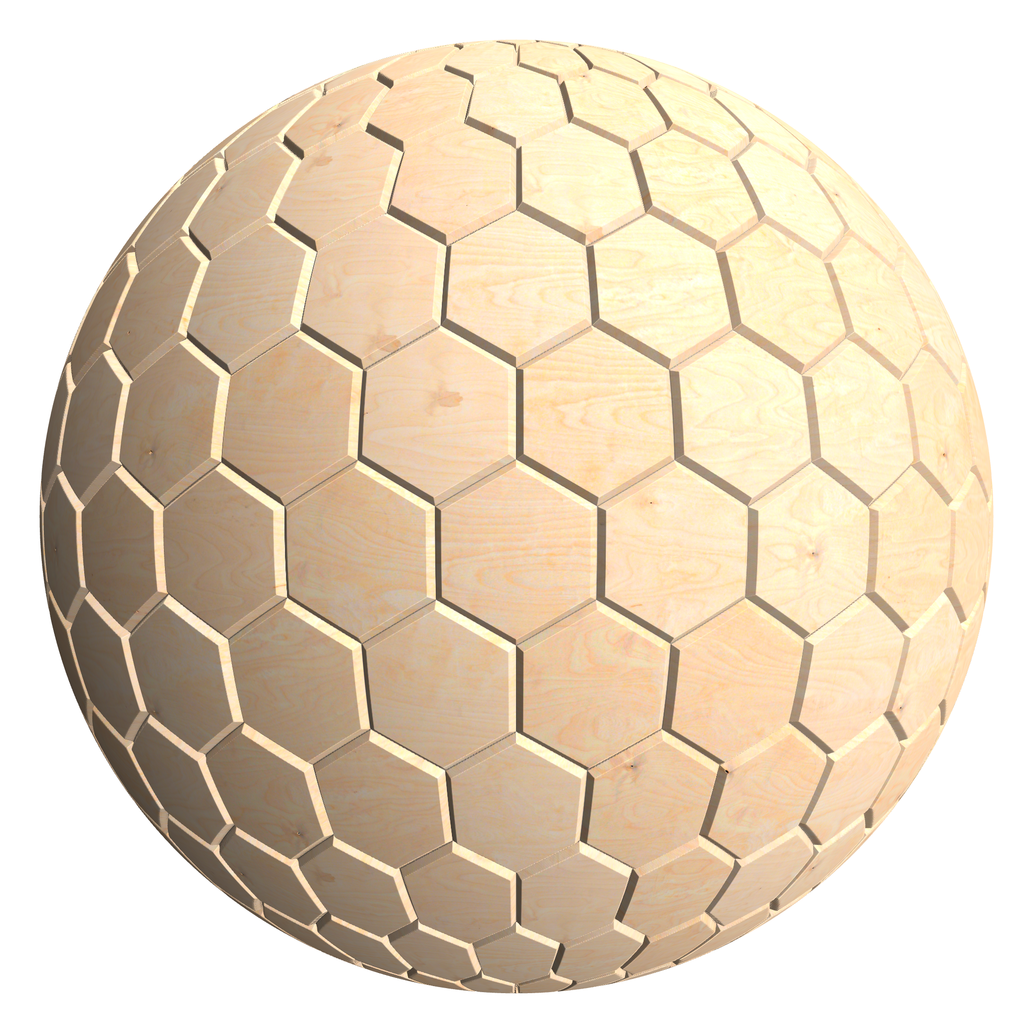 3D sphere preview of Birch Plywood, Hexagonal seamless texture