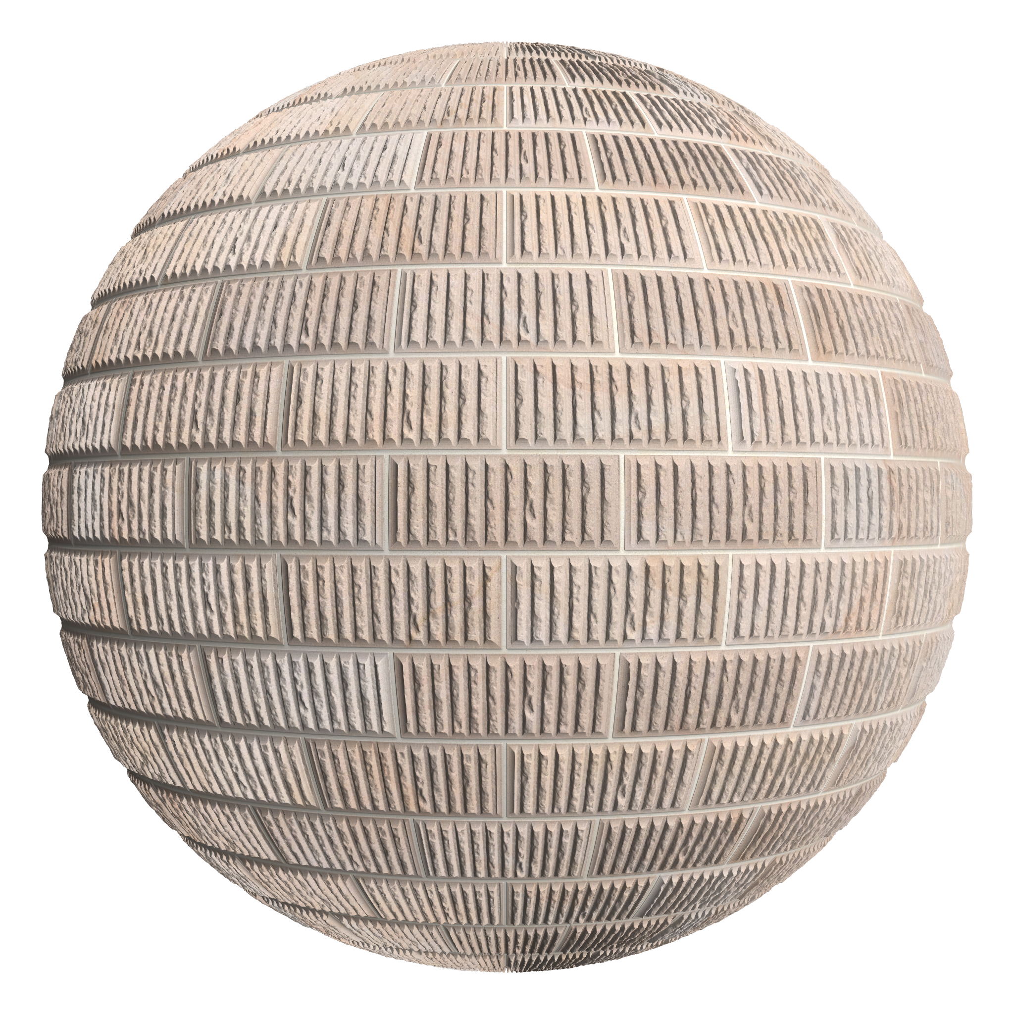 3D sphere preview of Bush Hammered Blonde Sandstone, Stretcher seamless texture