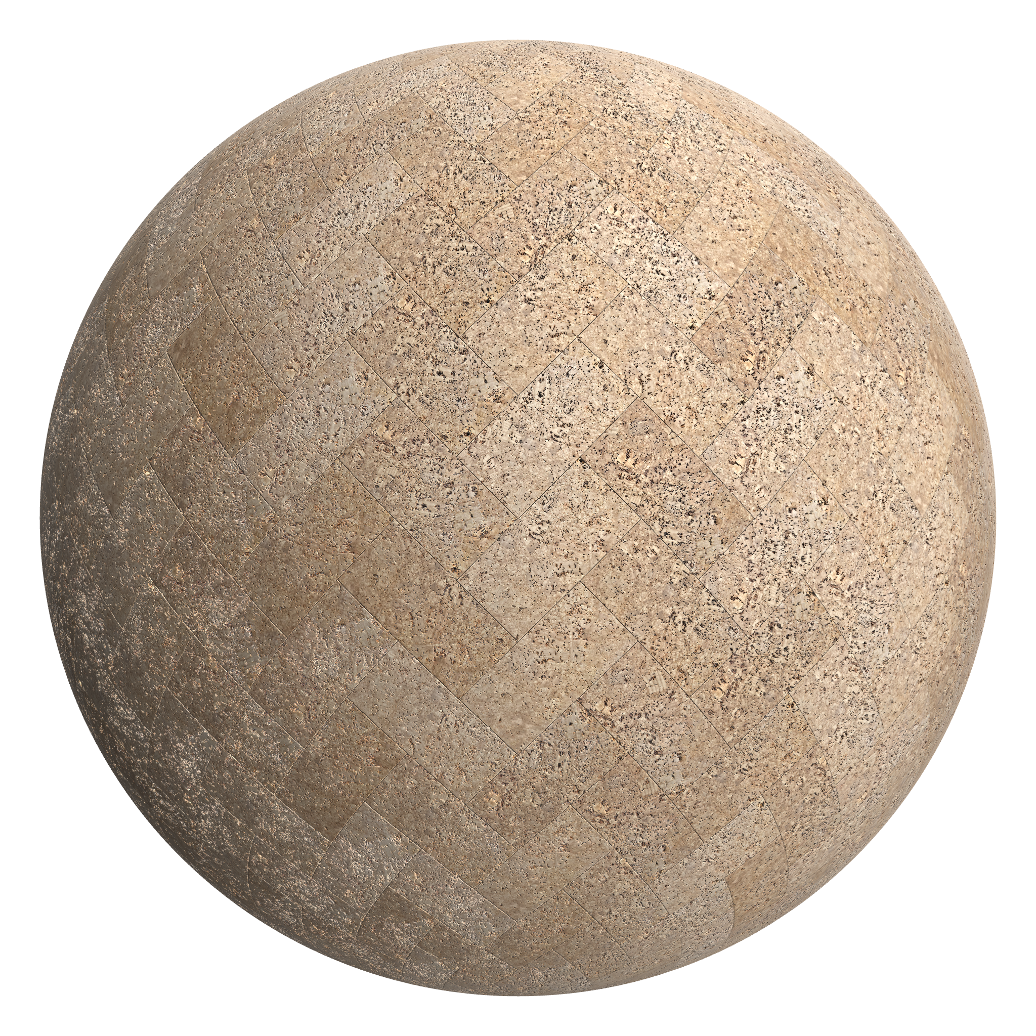 3D sphere preview of Cork Tile, Herringbone seamless texture