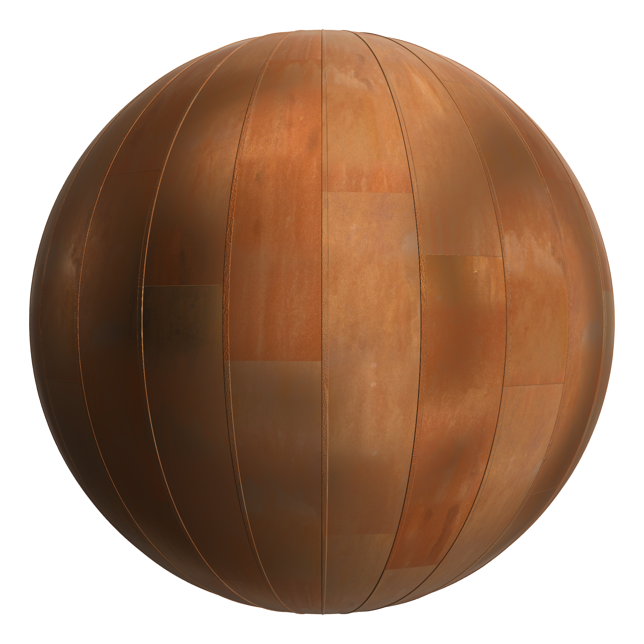 3D sphere preview of Corten Steel A, Staggered seamless texture