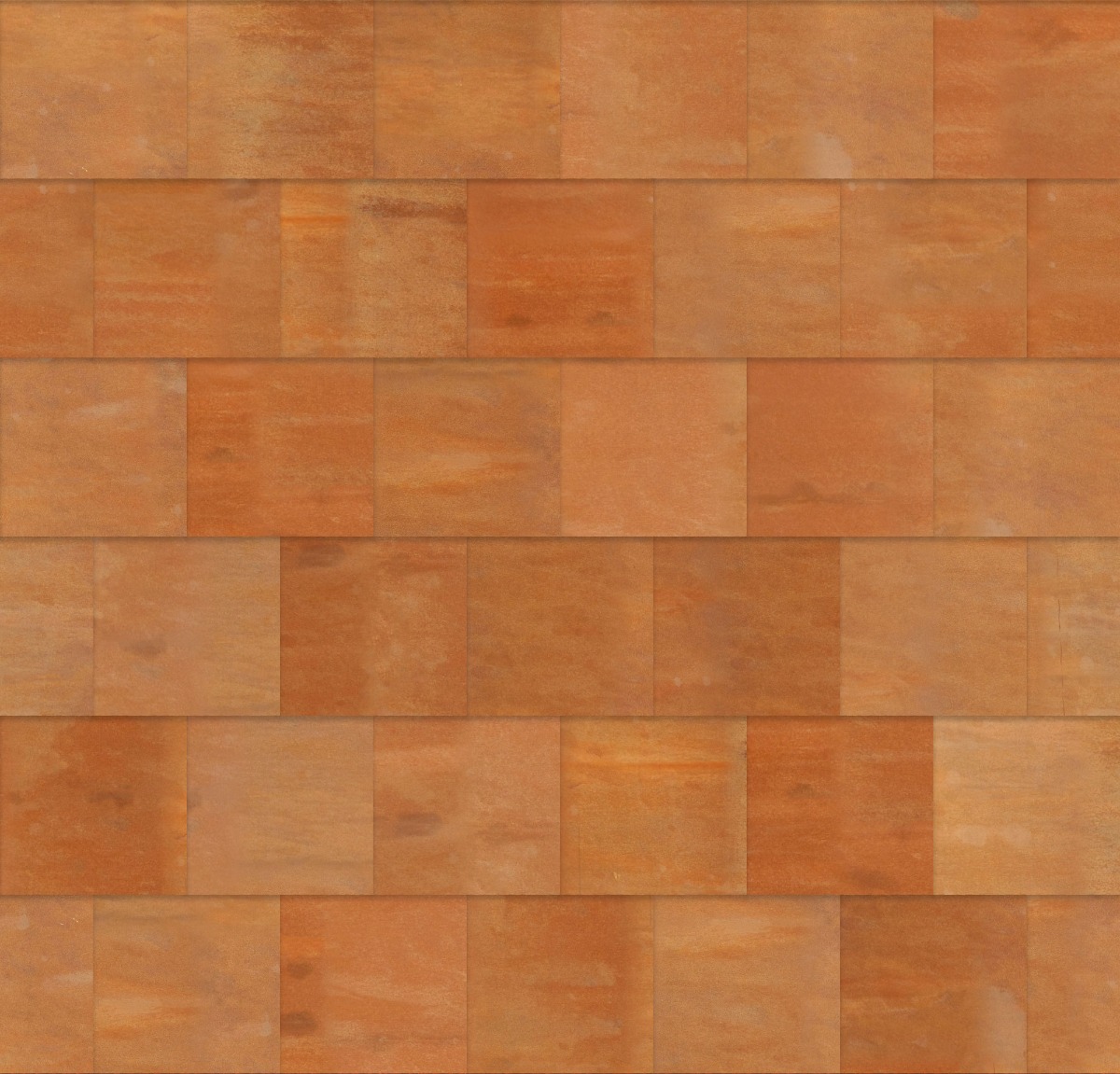 A seamless metal texture with corten steel a sheets arranged in a Stretcher pattern