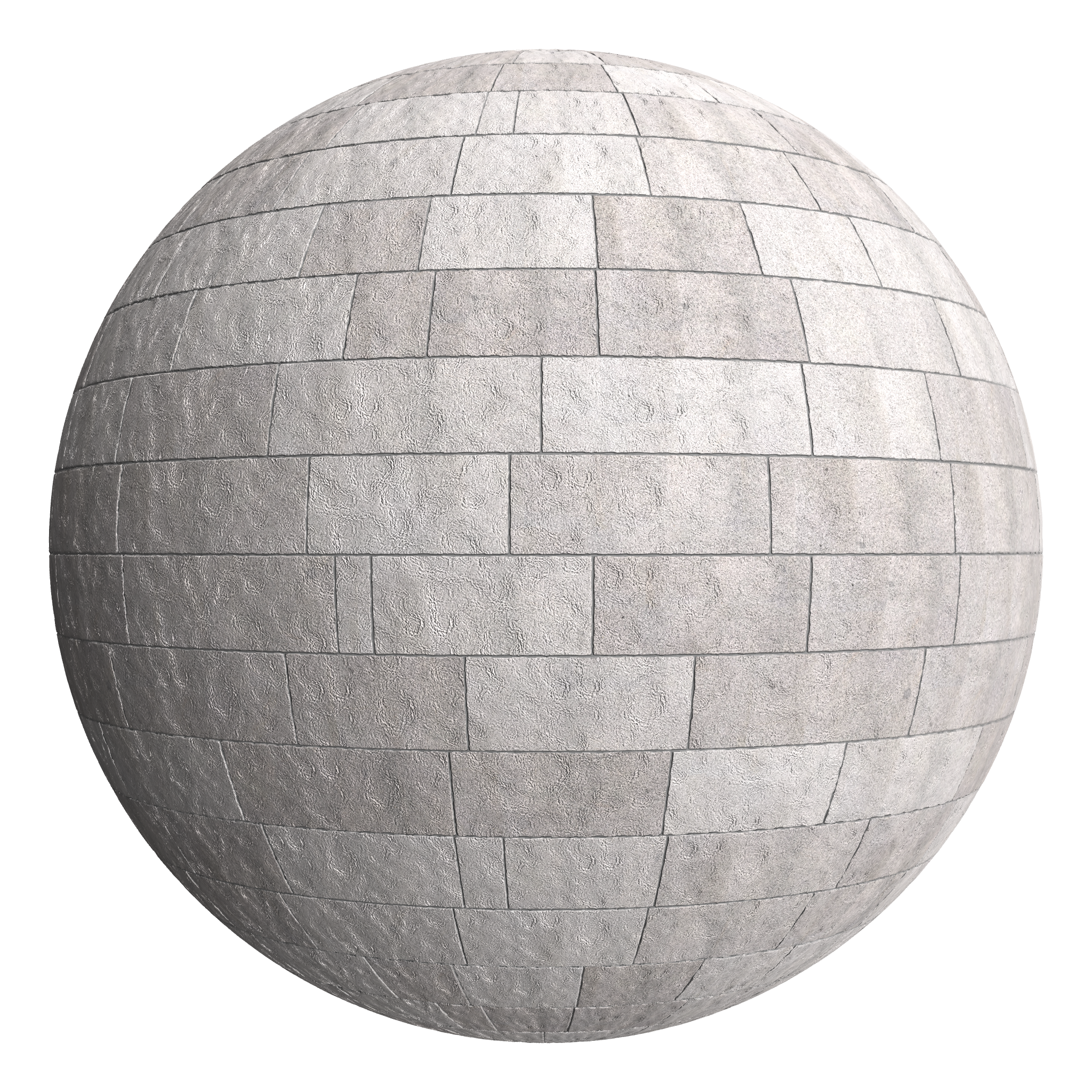3D sphere preview of Bush Hammered Granite, Ashlar seamless texture