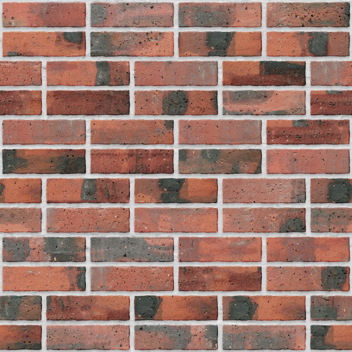 A seamless brick texture with industrial brick units arranged in a Double Stretcher pattern