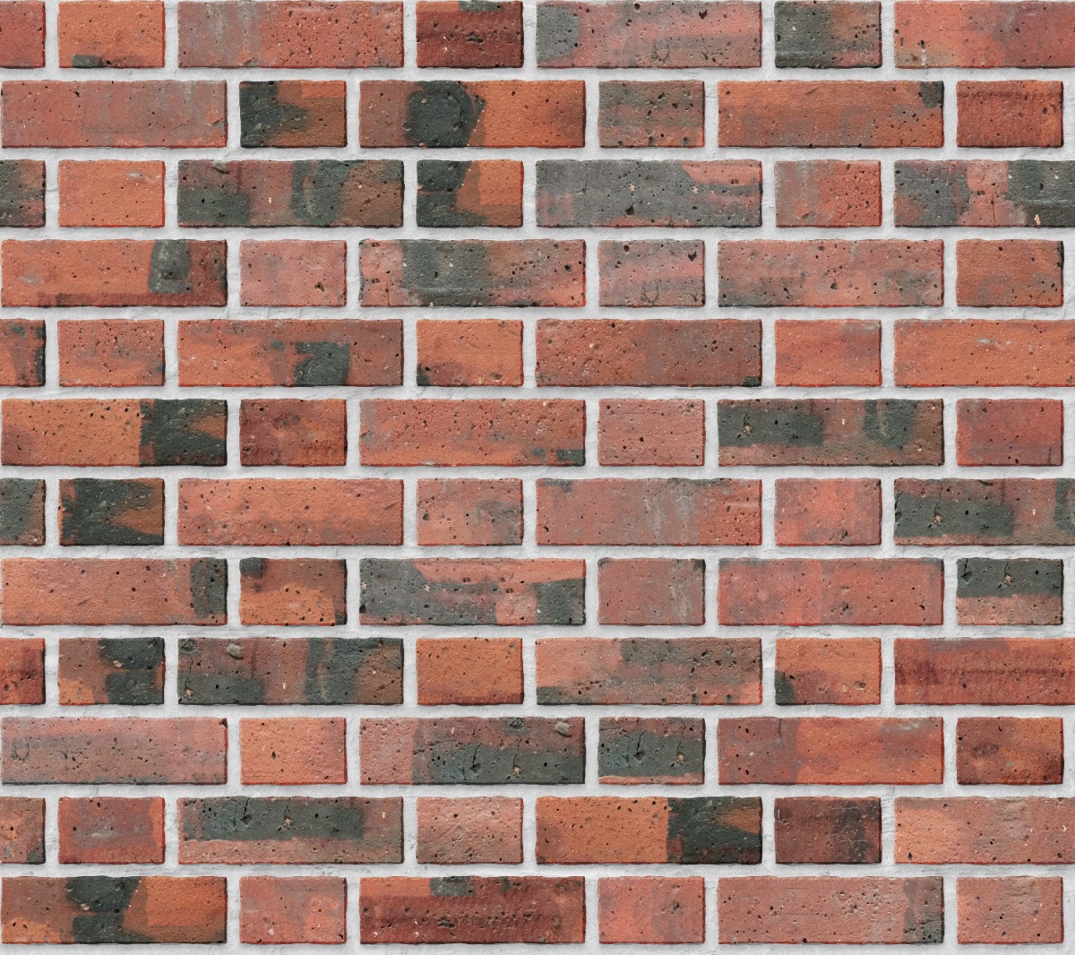 A seamless brick texture with industrial brick units arranged in a Flemish pattern