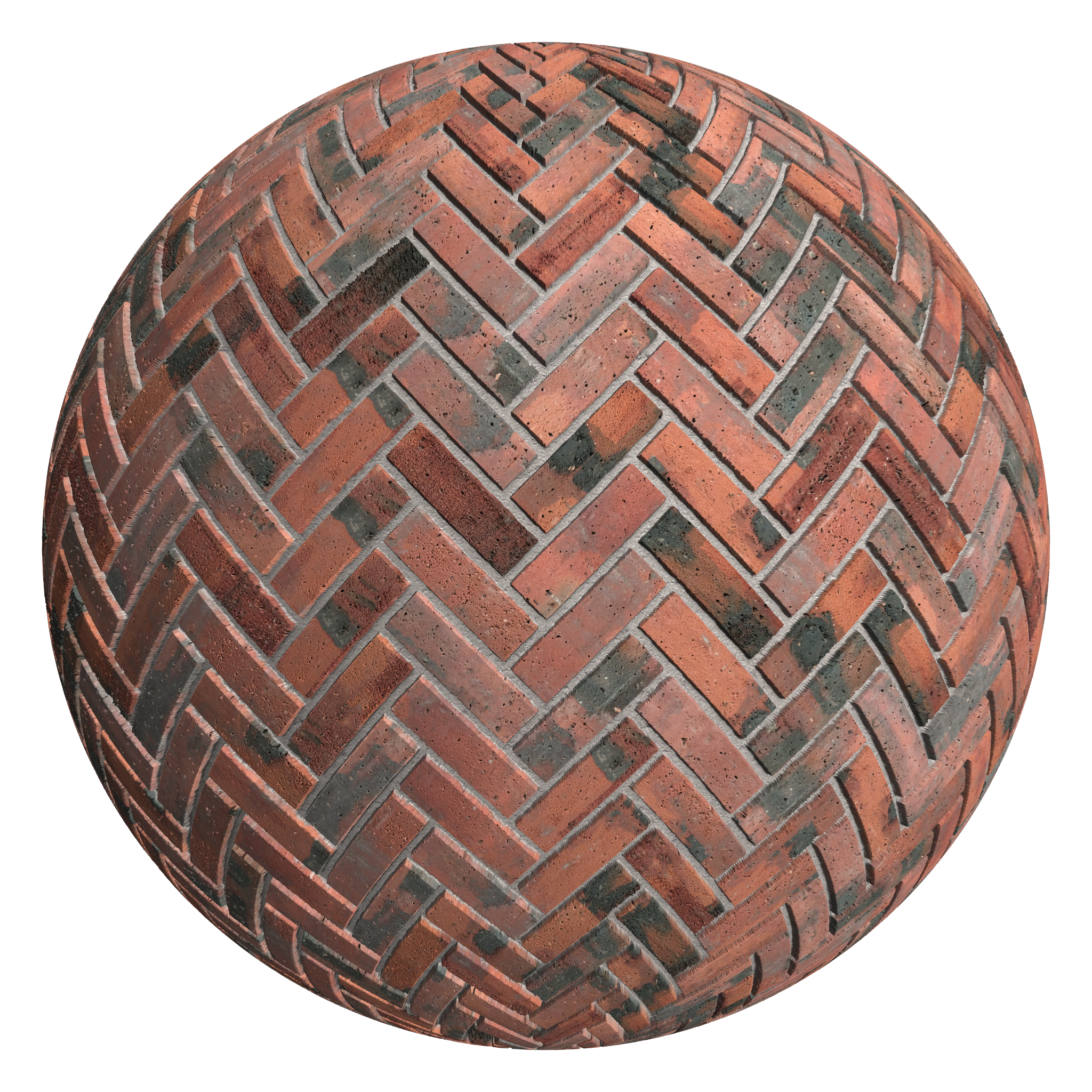 3D sphere preview of Industrial Brick, Herringbone seamless texture