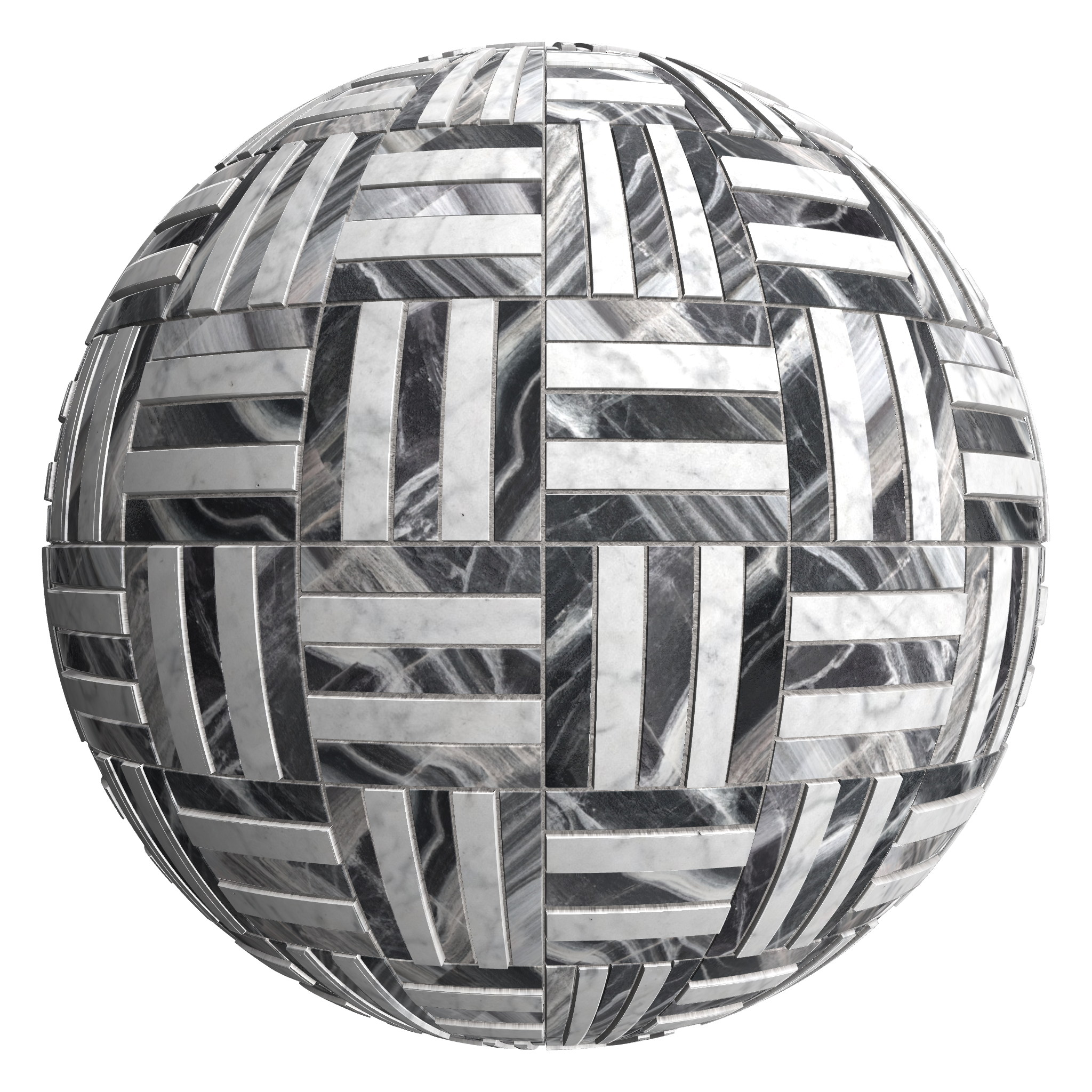 3D sphere preview of Marble, Basketweave seamless texture