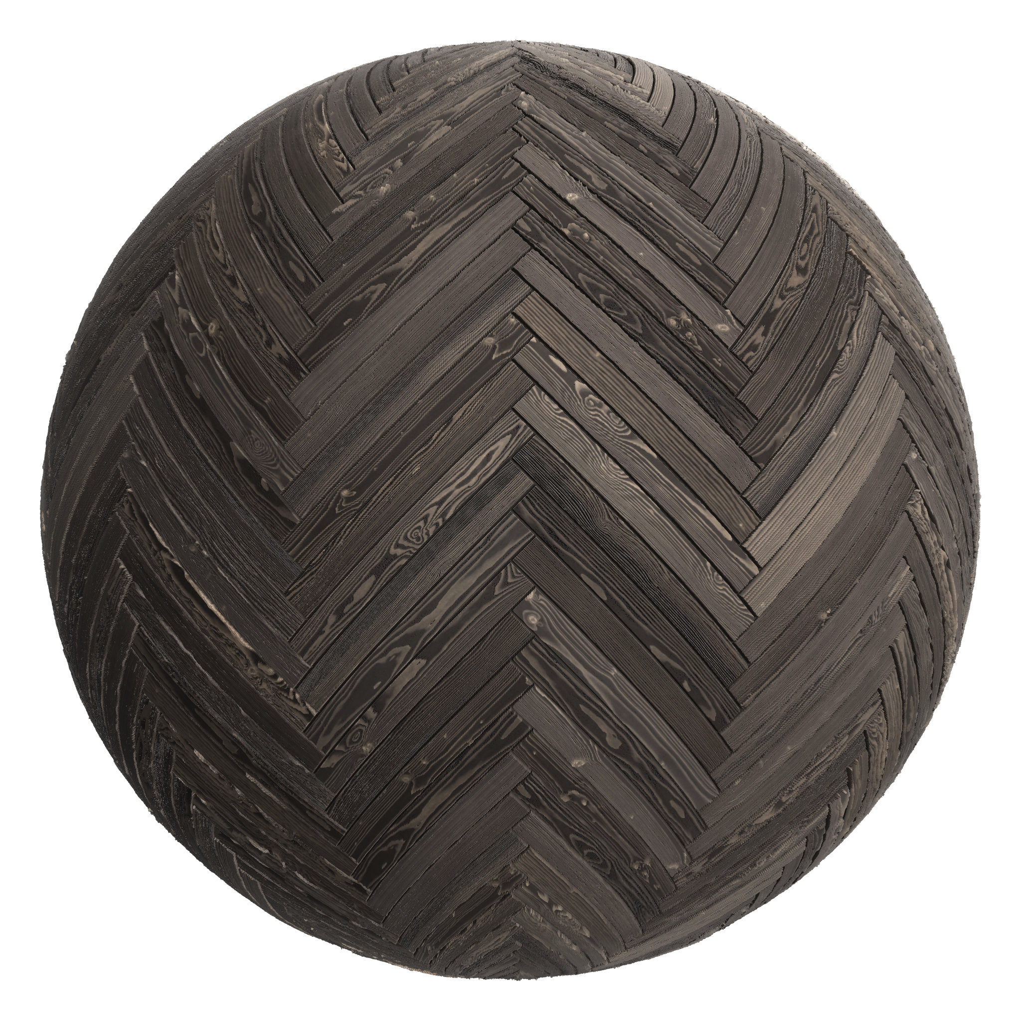 3D sphere preview of Shou Sugi Ban (Yakisugi), Herringbone seamless texture