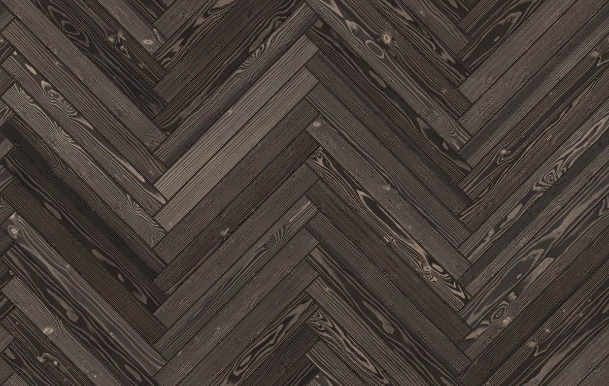 A seamless wood texture with shou sugi ban (yakisugi) boards arranged in a Herringbone pattern