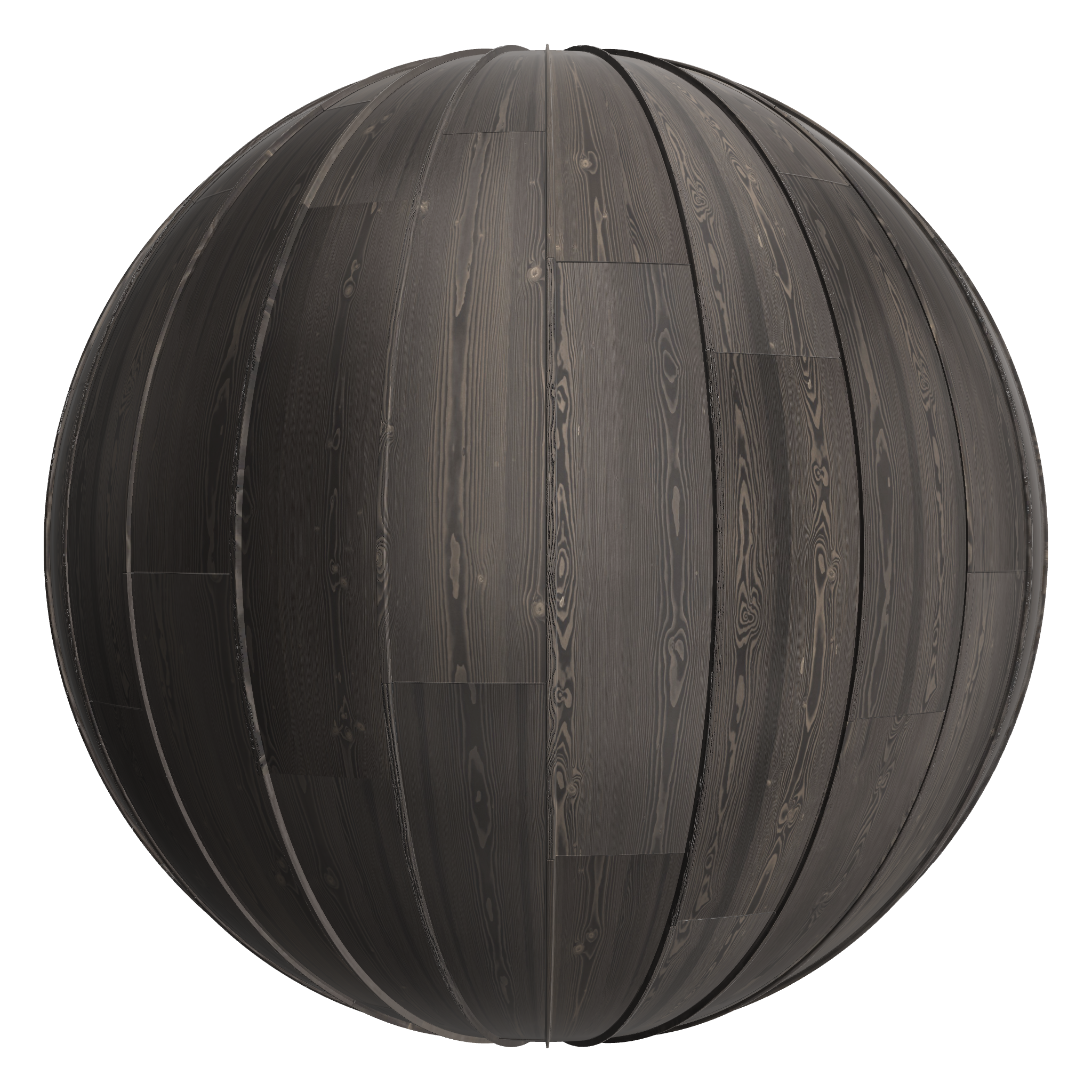3D sphere preview of Shou Sugi Ban (Yakisugi), Staggered seamless texture