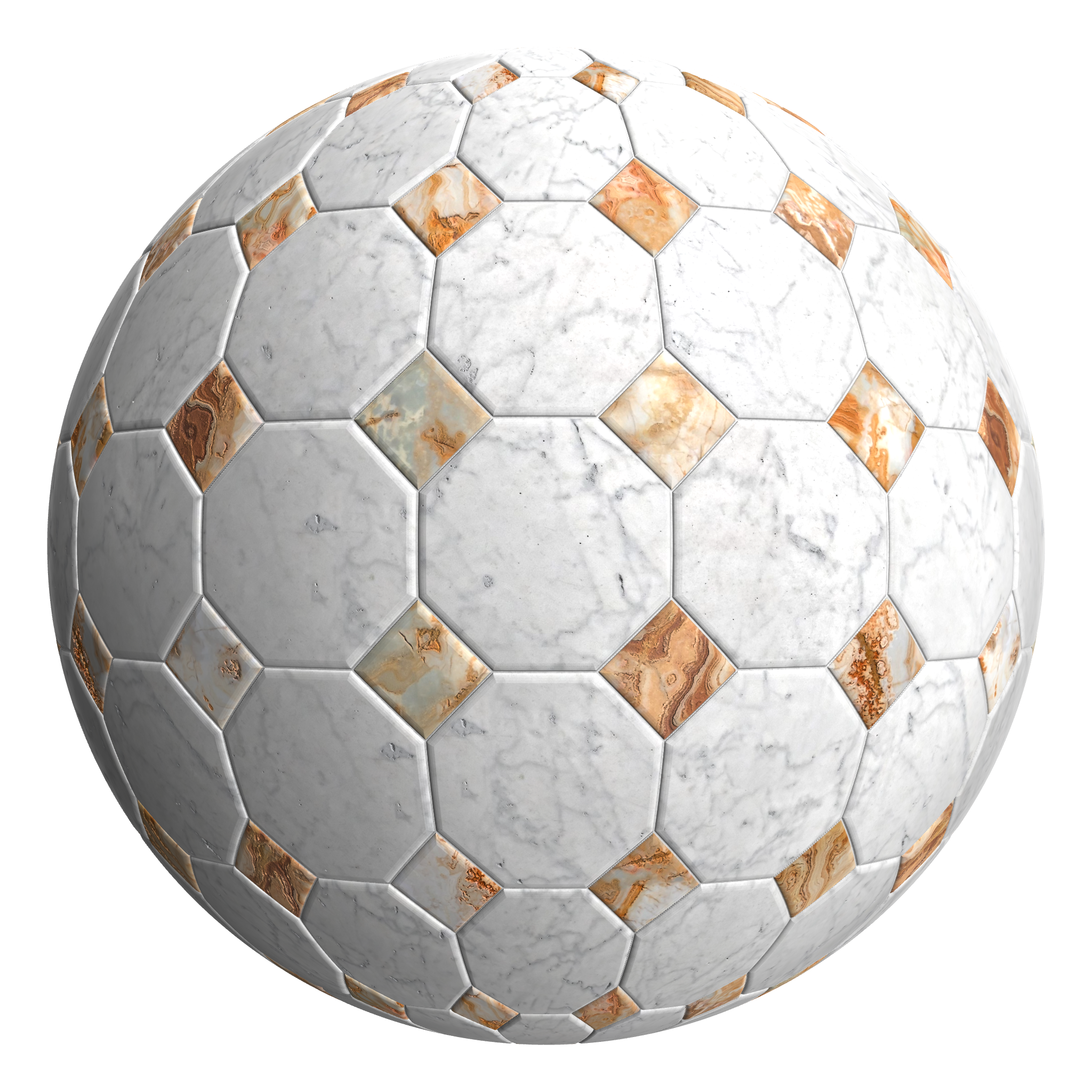 3D sphere preview of Marble, Octagon Square seamless texture