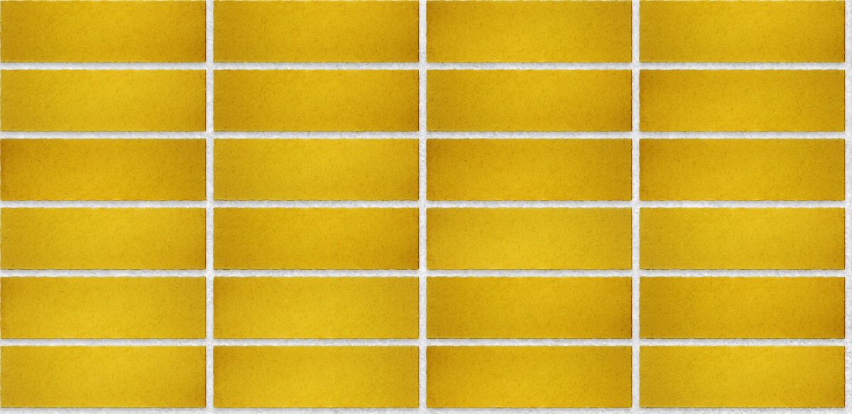 A seamless brick texture with  eco-glazed brick slip mustard yellow units arranged in a Stack pattern