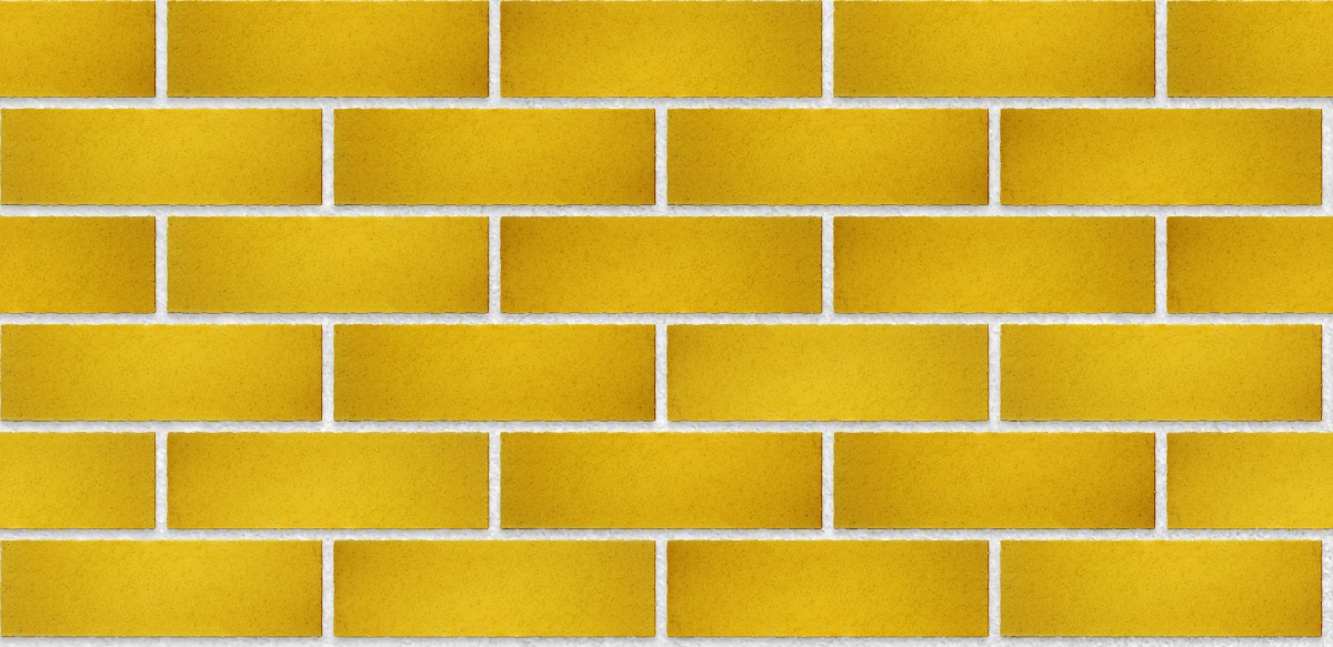 A seamless brick texture with  eco-glazed brick slip mustard yellow units arranged in a Stretcher pattern