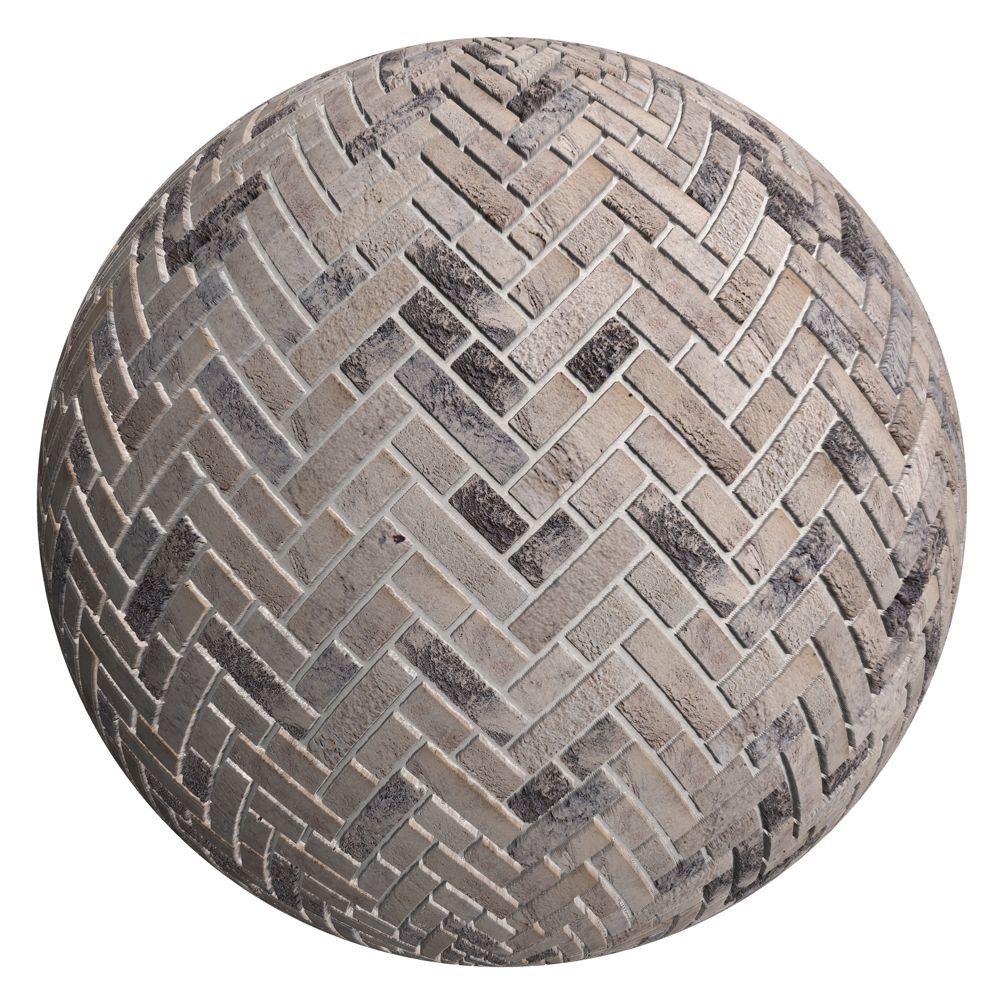 3D sphere preview of Beige Brick, Broken Herringbone seamless texture