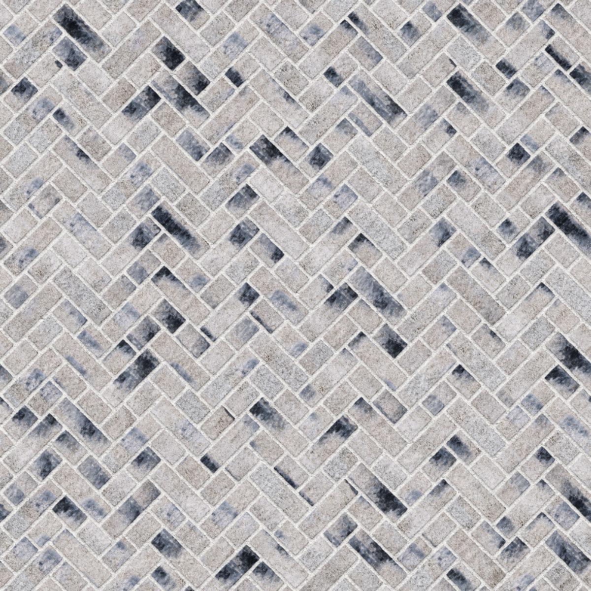 A seamless brick texture with charcoal brick units arranged in a Broken Herringbone pattern