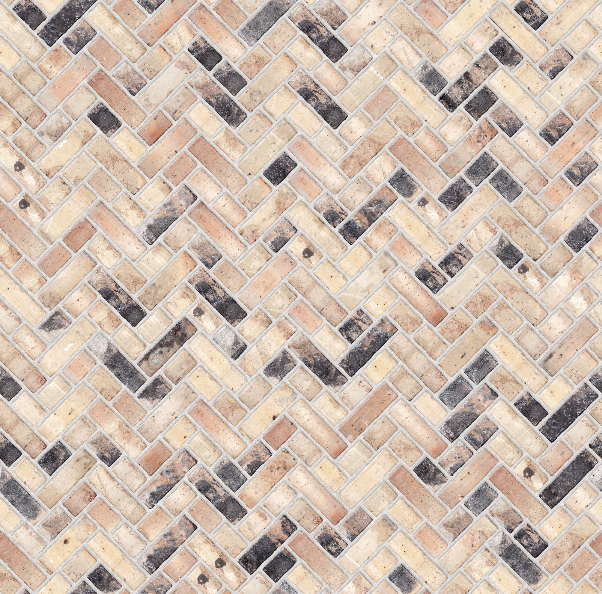 A seamless brick texture with corvus brick units arranged in a Broken Herringbone pattern