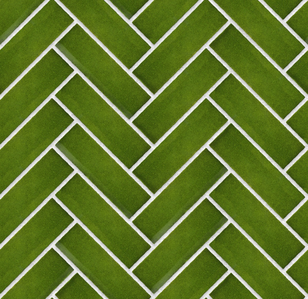 A seamless brick texture with eco-glazed brick slip jade green units arranged in a Herringbone pattern