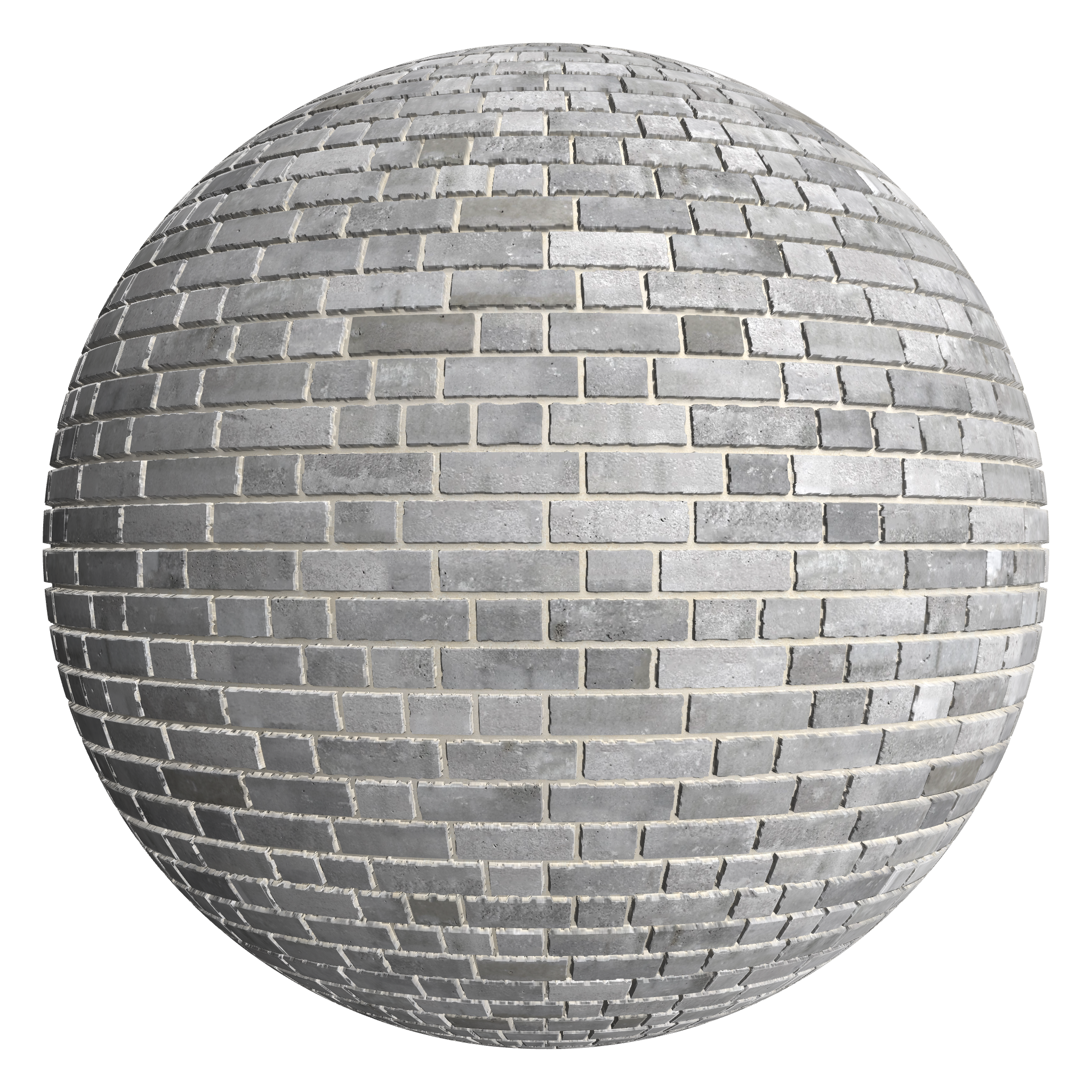 3D sphere preview of Finnish Grey Brick, Random Bond seamless texture