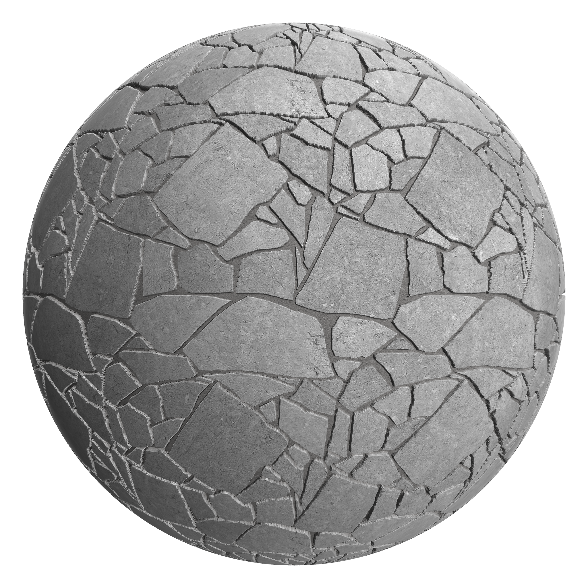 3D sphere preview of Reconstituted Stone, Crazy Paving seamless texture