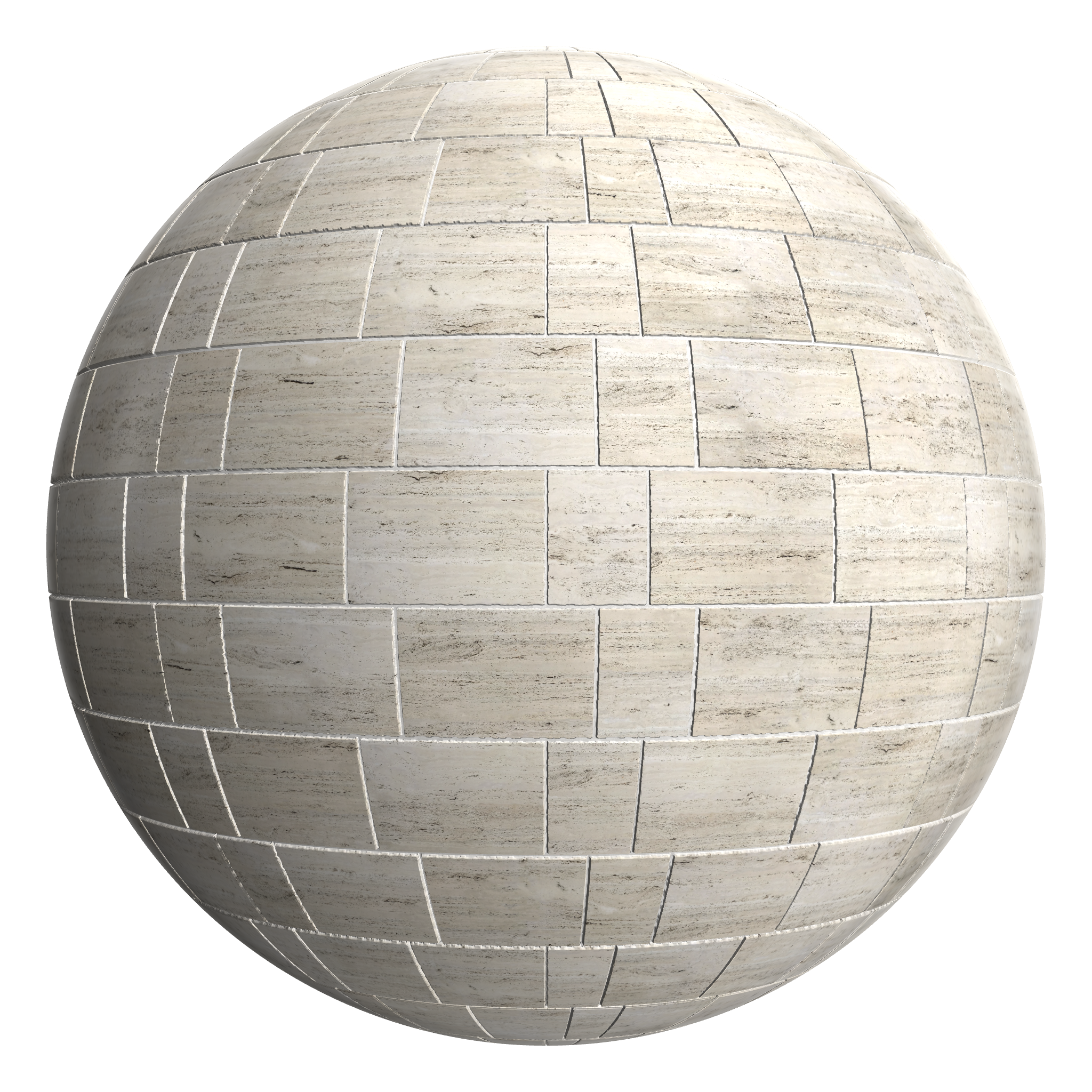 3D sphere preview of Travertine, Silesian Bond seamless texture