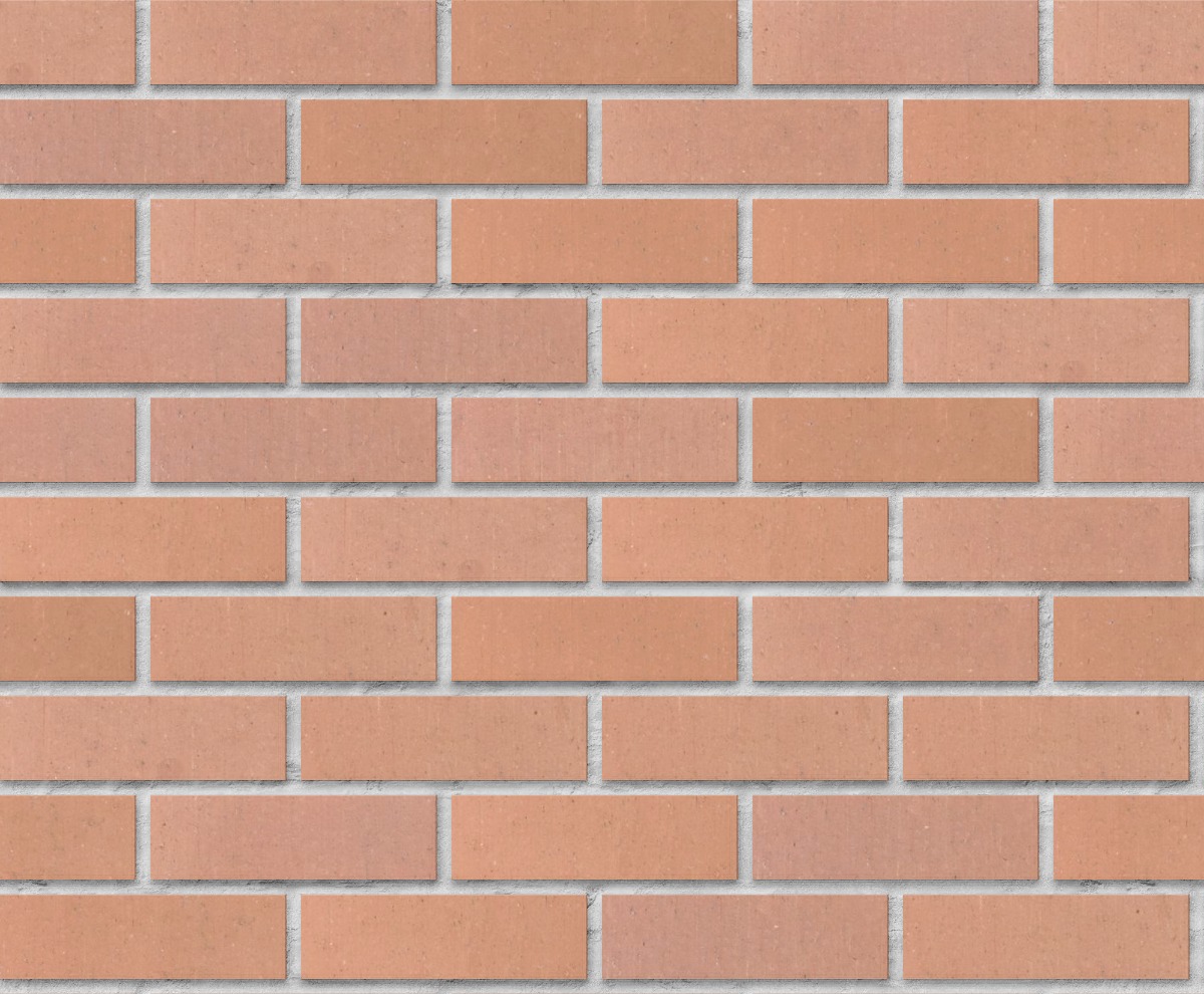 A seamless brick texture with buff blend smooth thin brick units arranged in a Stretcher pattern