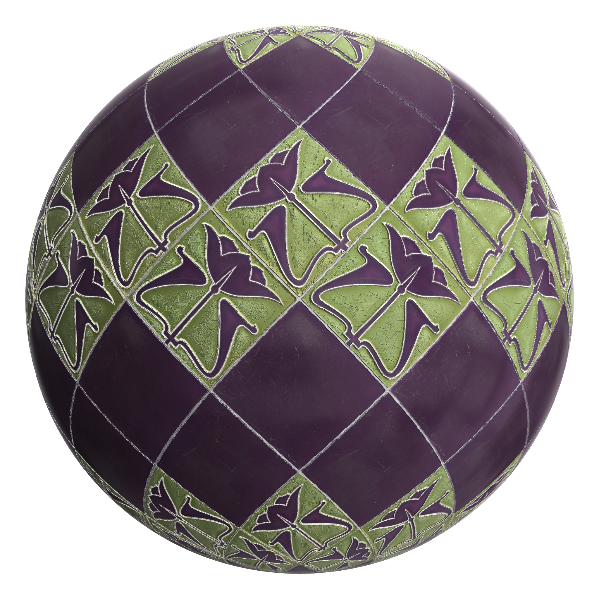 3D sphere preview of Calyx Tile, Herringbone seamless texture