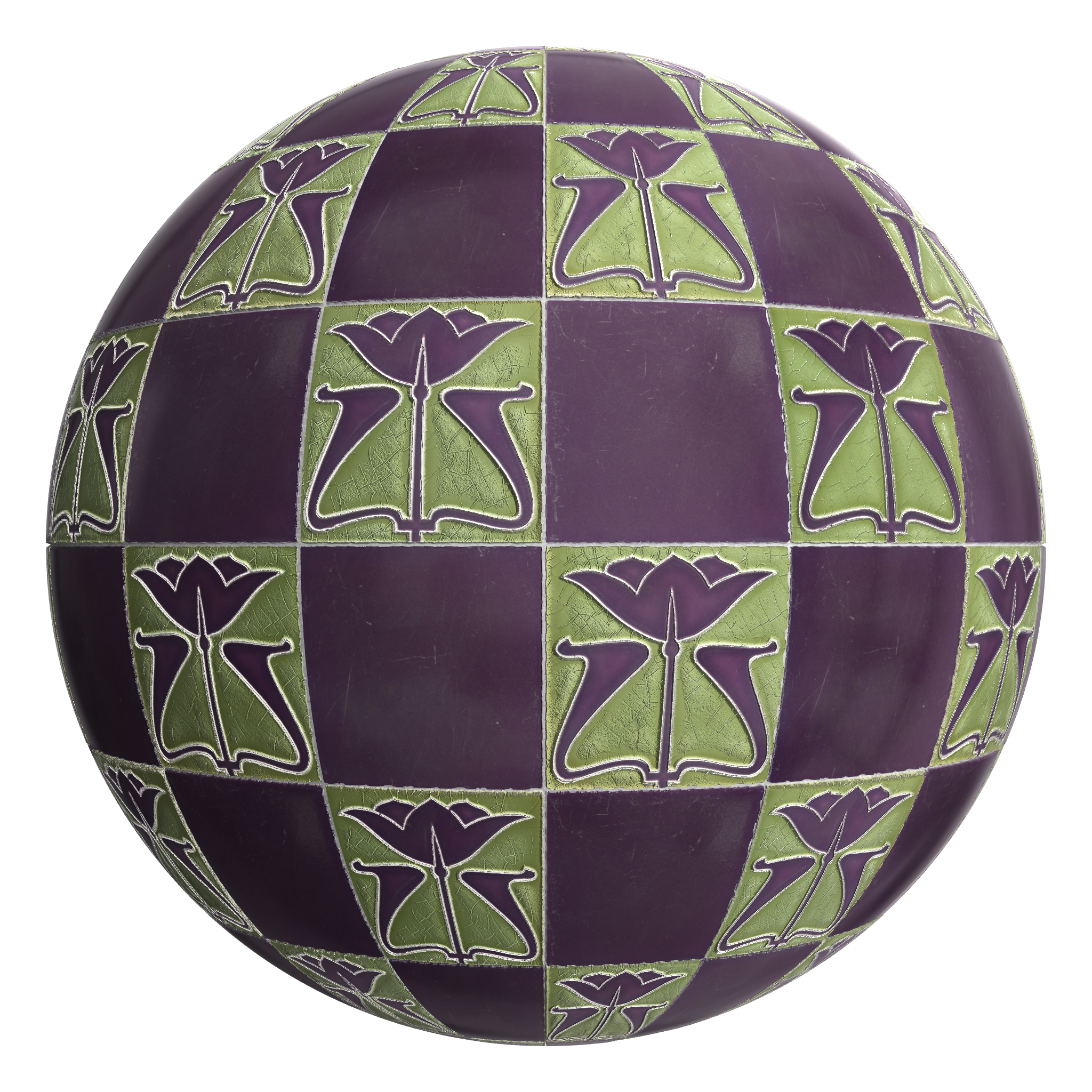 3D sphere preview of Calyx Tile, Stack seamless texture